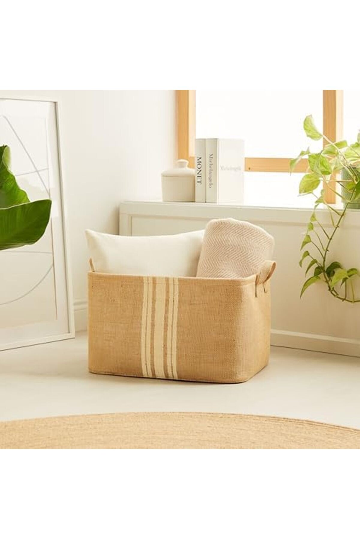 Home Texti̇le 3 Lü Çi̇zgi̇li̇ Jüt Sepet Set 1175713