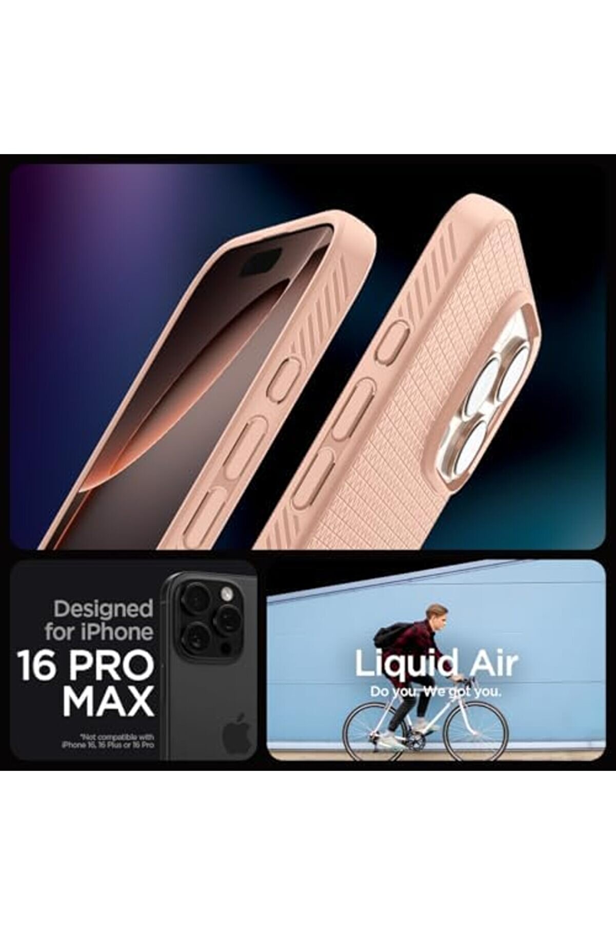 16 Pro Max İnce Kılıf Ai̇r Hava Kanalı Teknoloji̇si̇&trade; Askeri̇ Sınıf Koruma Rose Ti̇tani̇um Dokulu Y&uuml;zey Ka