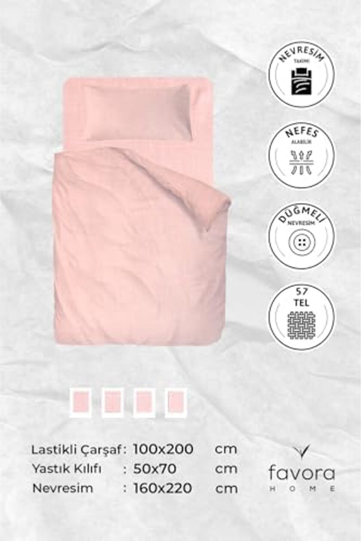 Vega Pamuklu Ranforce Çarşaflı Tek Ki̇şi̇li̇k Nevresi̇m Takımı - Pudra 1014773