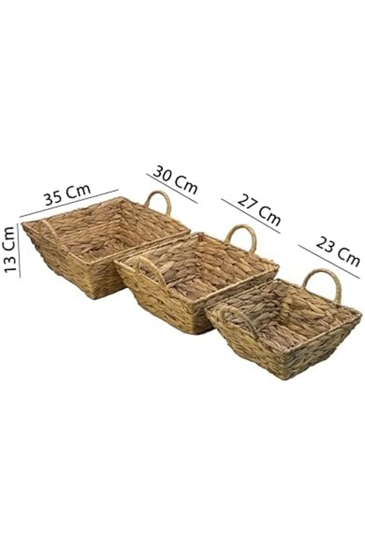 Hasır El Örgüsü 3 Lü Sepet Seti̇ – Hasır Organi̇zer, Meyveli̇k, Havlu Saklama Sepeti̇, Mutfak Ve Dü