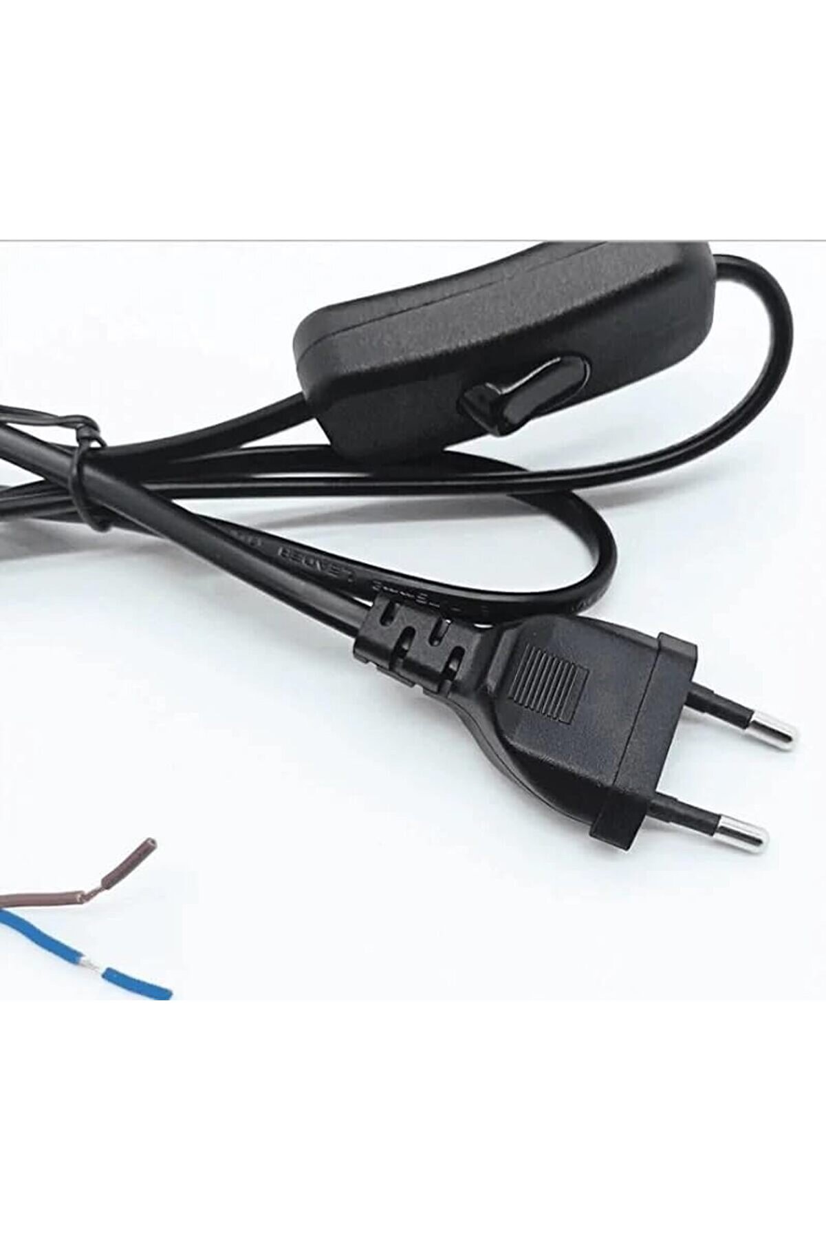 Adet Fi̇şli̇ Anahtarlı Arapuarlı Hazır Kablo | 2 Metre, 0.50 Mm² Si̇yah | Apli̇k, Abajur, Masa Lambası,