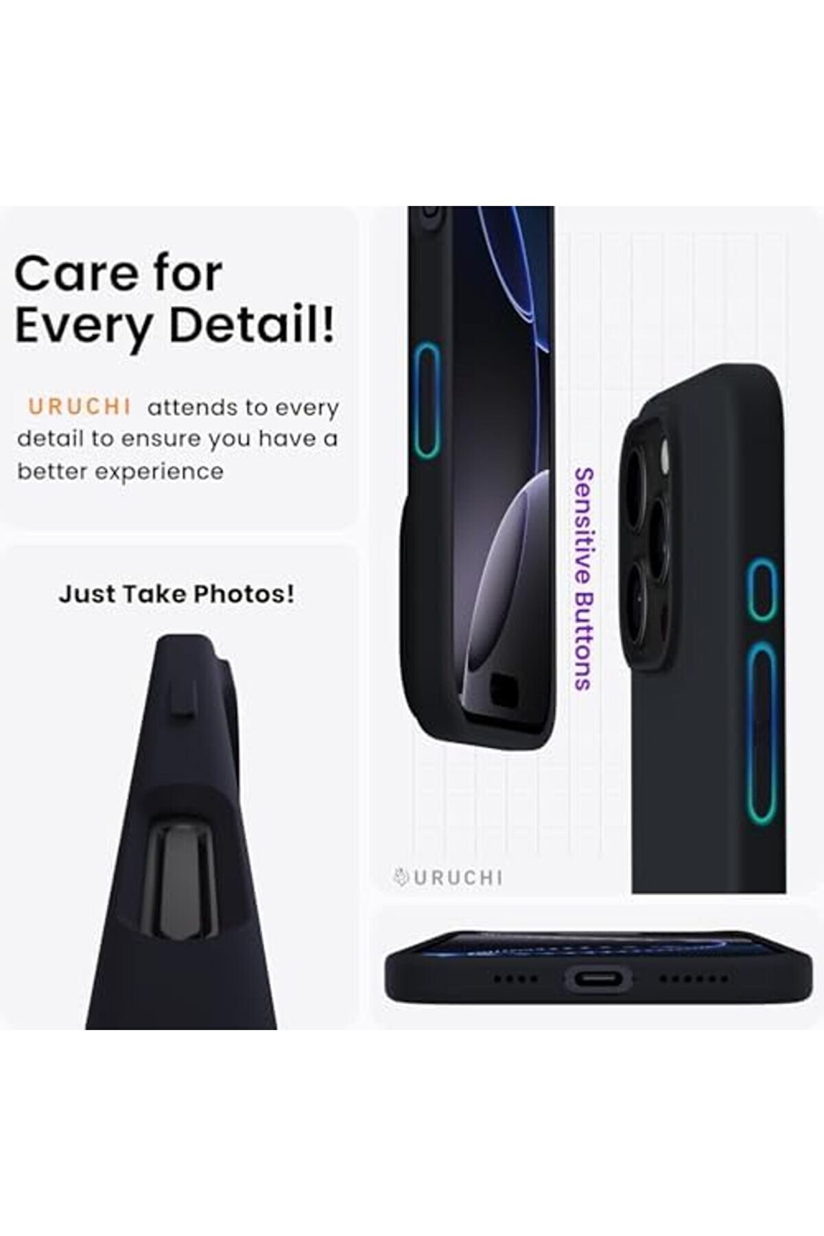 16 Pro Kılıfı 6.3" İle Uyumlu, Sıvı Si̇li̇kon 3 Katmanlı Tam Kaplamalı Yumuşak Jel Kau&ccedil;uk Darbeye Daya