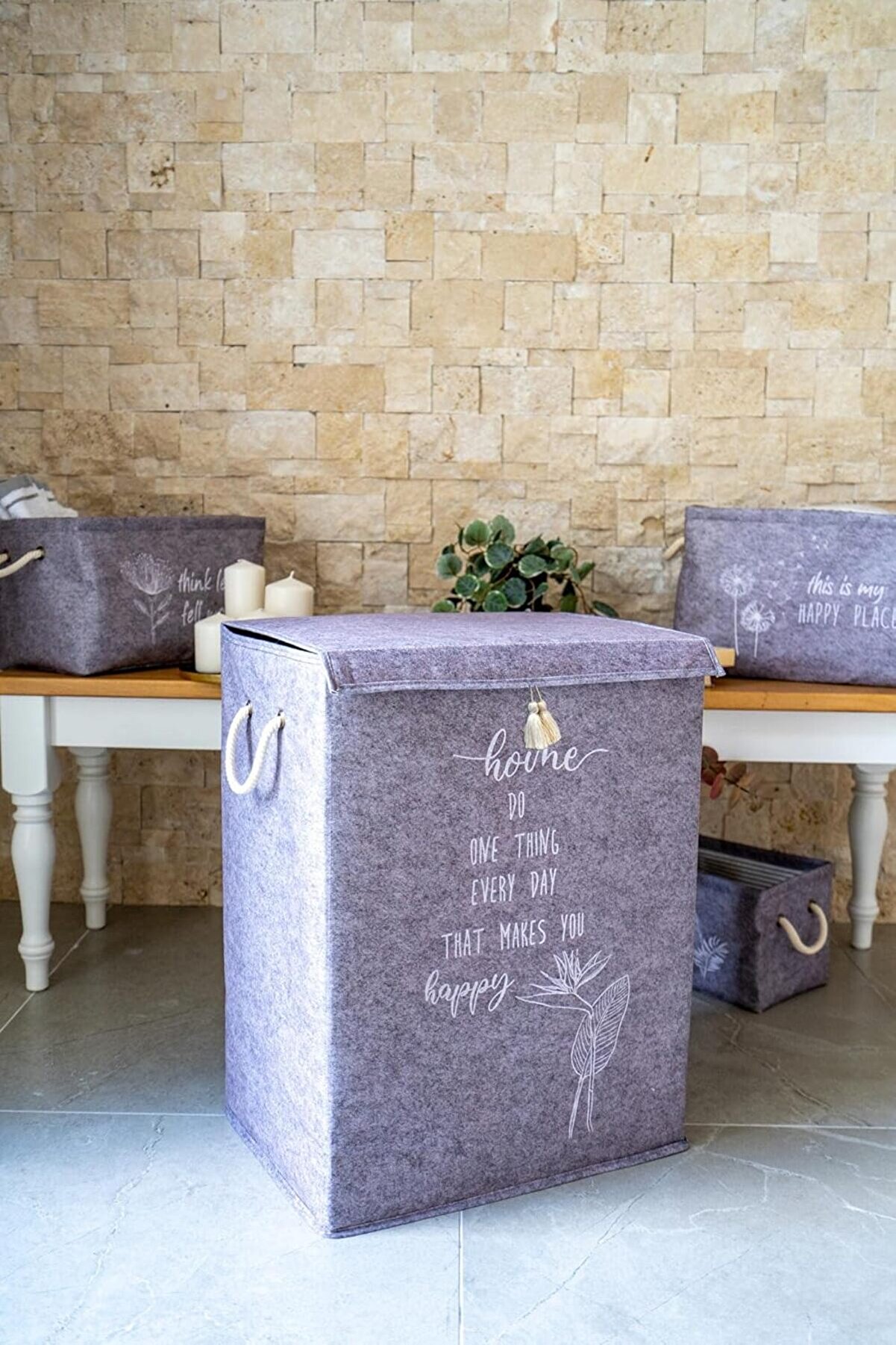 STOREMAX Kapısı Keçe Çok Amaçlı Kapaklı Düzenleyici Kutu 55 x 41 x 30 Cm (, Gri) 1014773