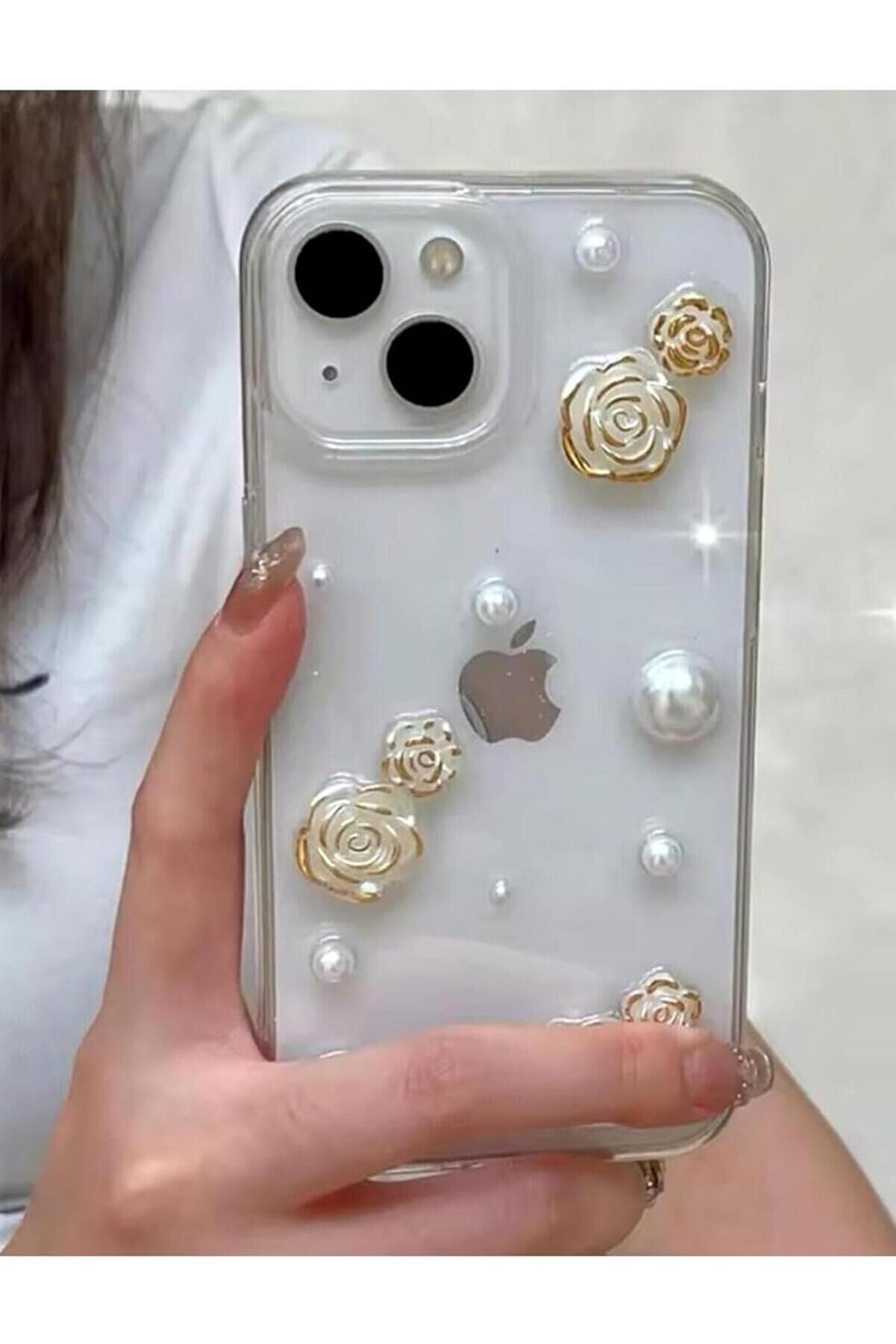 STOREMAX Aksesuar Iphone 13-14 ve 15 ile Uyumlu İNCİ G&Uuml;L Oyuncak Tasarımlı Esnek Silikon Kılıfı 1175713