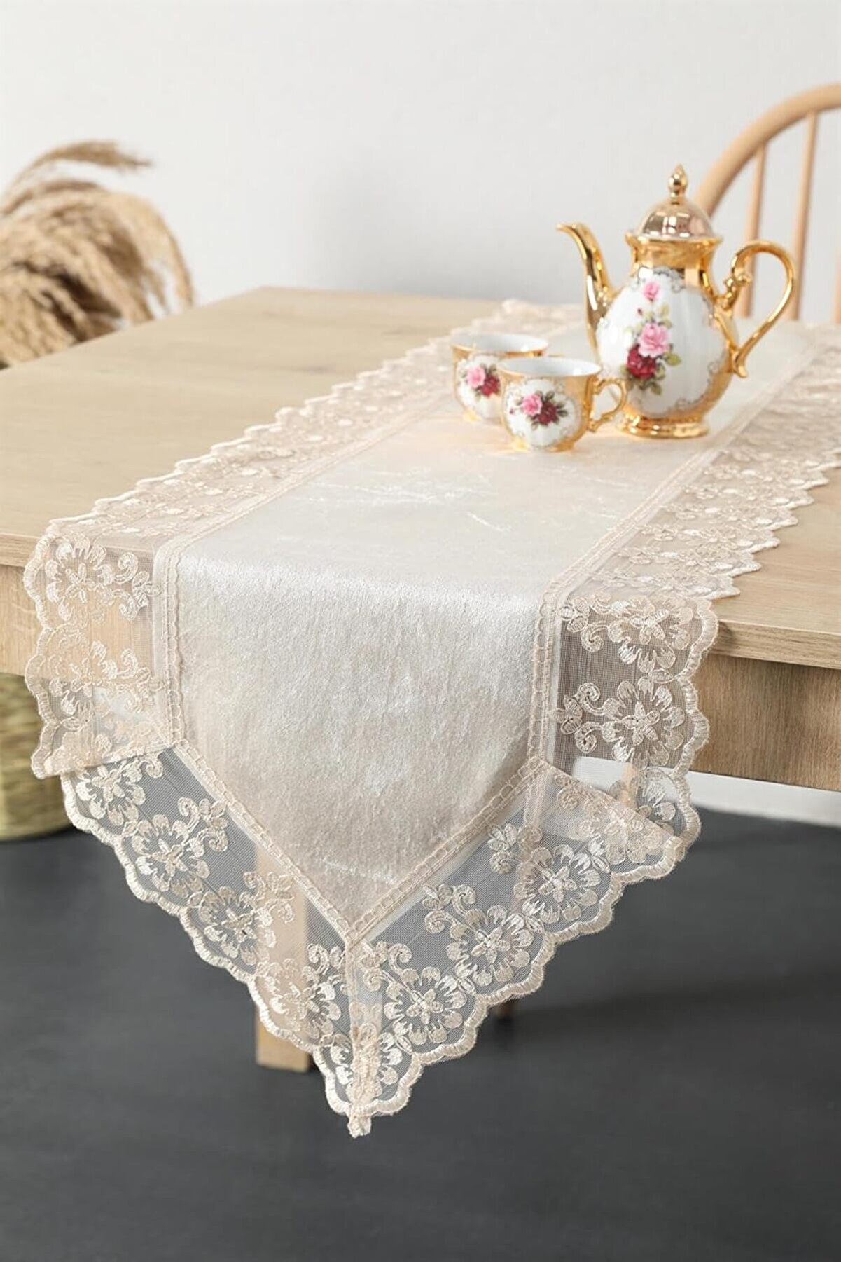 STOREMAX Güpürlü Kadife Runner - 1014773