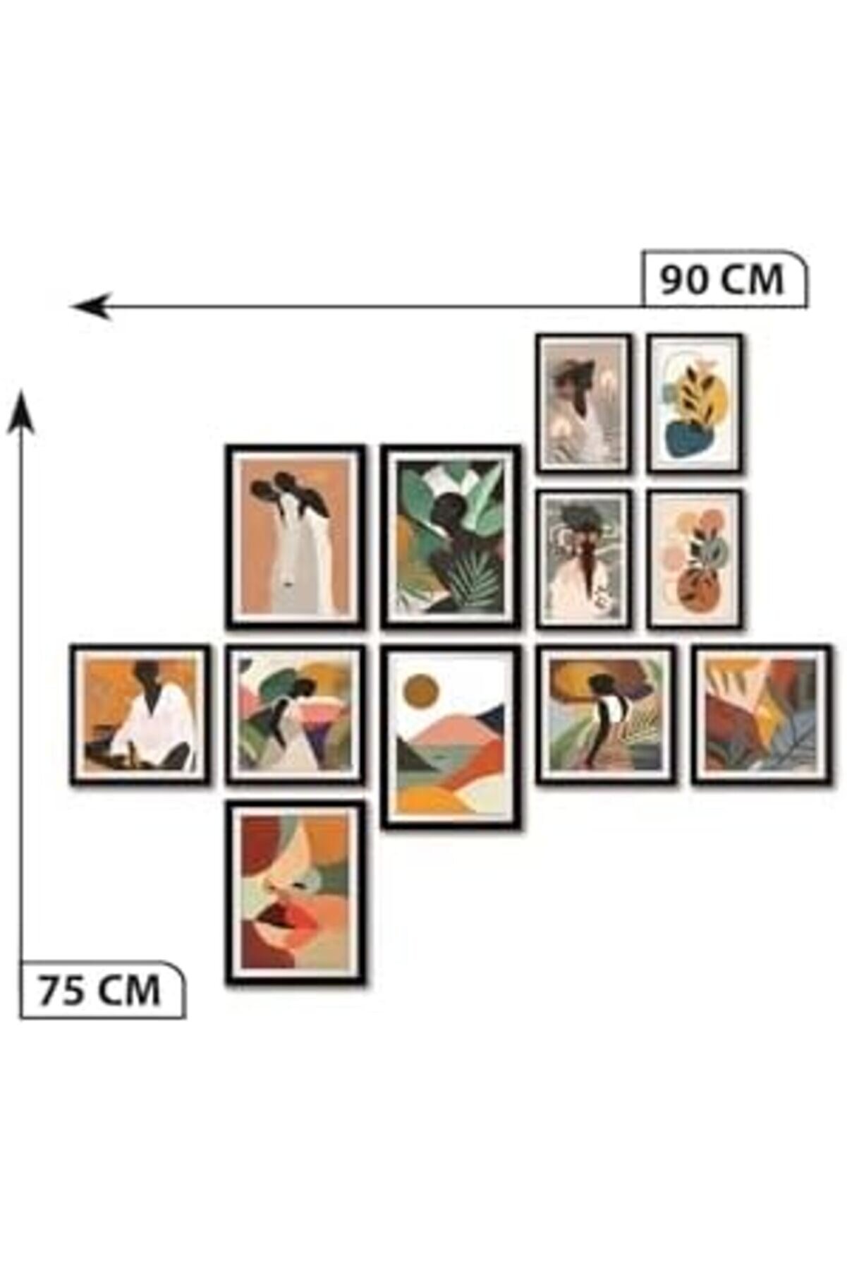12 Parça Dekorati̇f Mdf Tablo Seti̇ Çerçeve Görünümlü Dekolıadkj