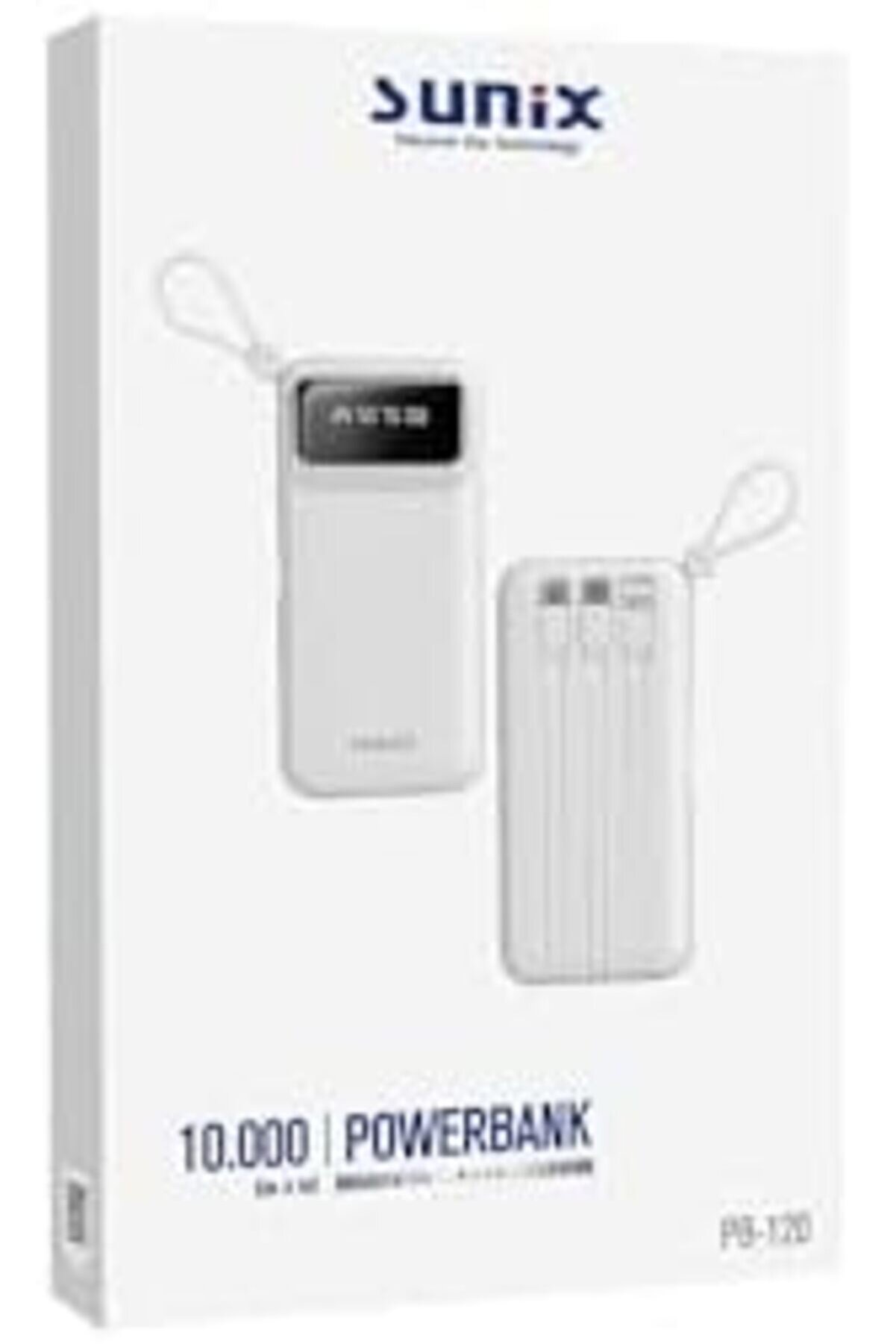 10.000 Mah Göstergeli̇ Kendi̇nden Kablolu Powerbank Beyaz Pb