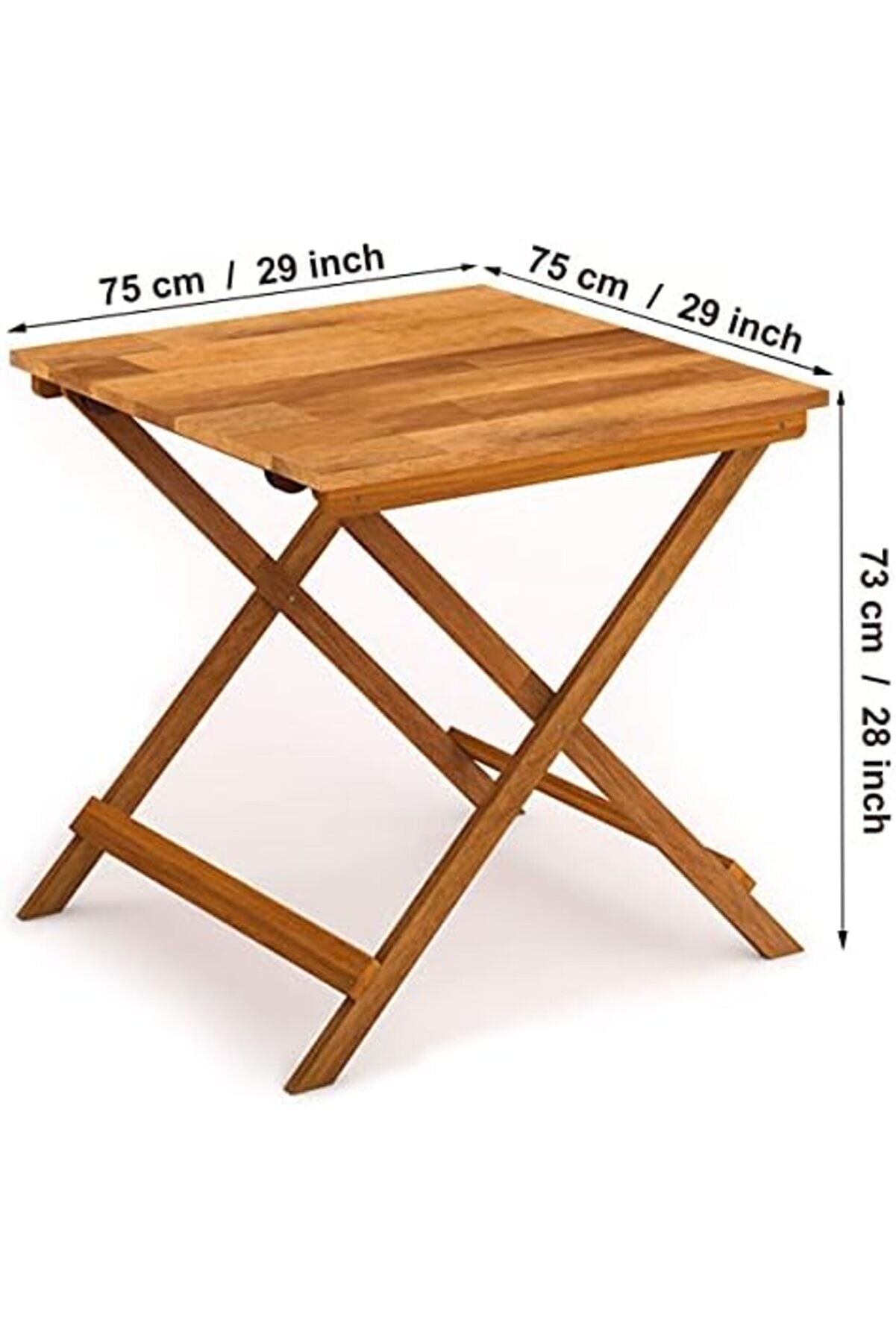 Pltnstoreshop Real Wood Sydney Masi̇f Ahşap Katlanır Bahçe Masası, 75X75X73 Cm, Altın Teak Pltnstores