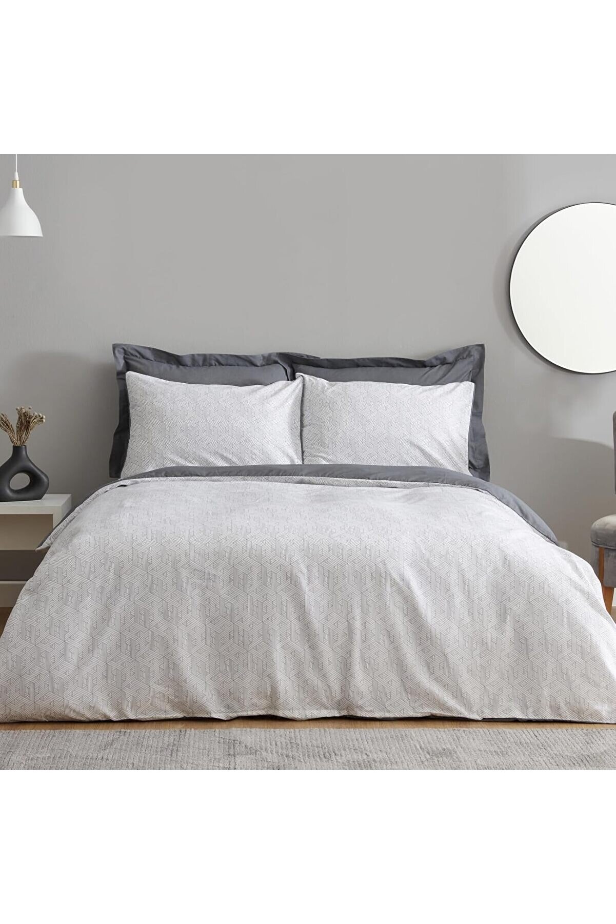 STOREMAX svngsphereshop Home Ferne %100 Pamuk Çift Kişilik Nevresım Takımı Gri svngsphereshop 917250