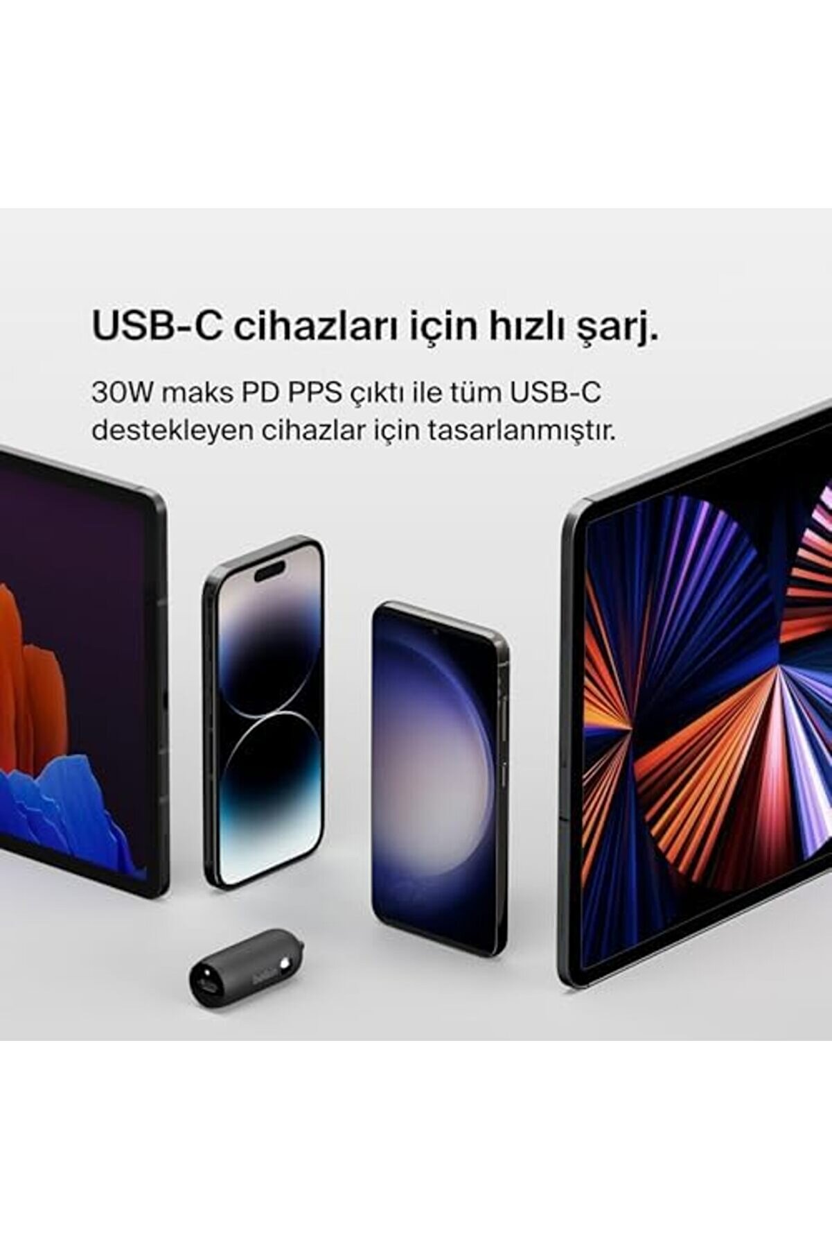 Pltnstoreshop Boost↑Charge™ 30W Hızlı Araç Şarj Ci̇hazı, Usb-C Güç Dağıtım Portlu Kompakt Tasarım, Us