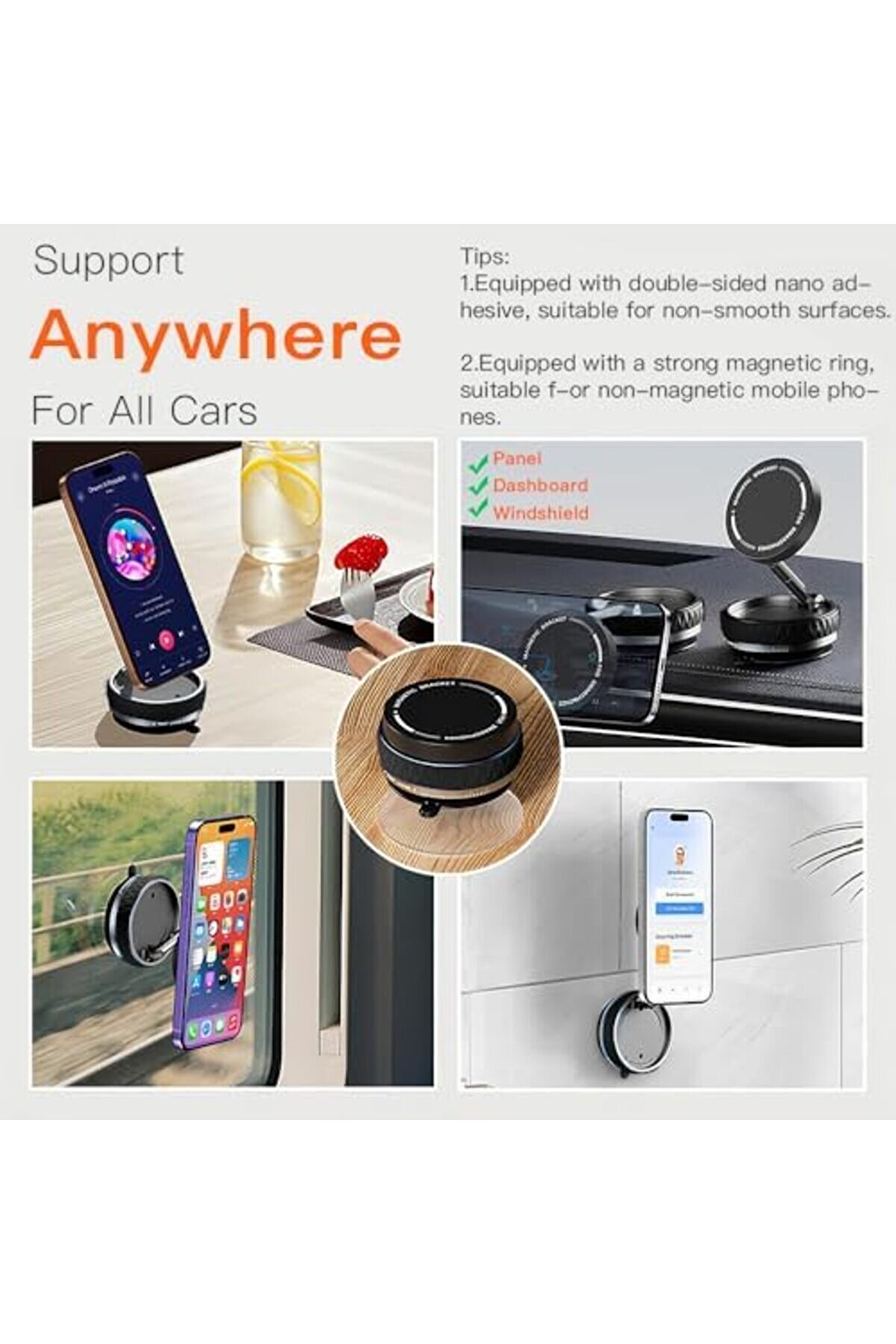 Eli̇zzashop Magsafe İçi̇n Araç Telefonu Tutacağı, Akşam Yemeği̇ Güçlü Ve Manyeti̇k 360° Ayarlanabi̇li̇r Ar