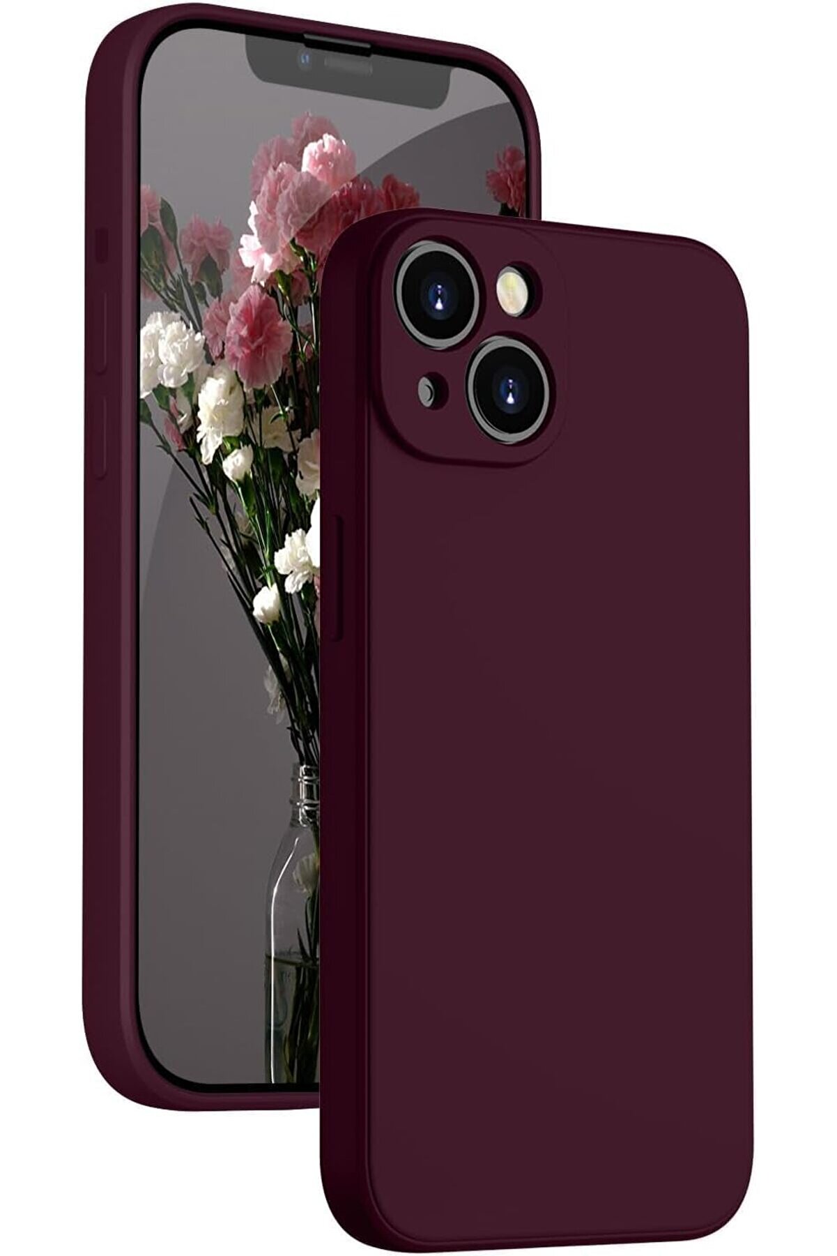 STOREMAX 13 ile uyumlu Kadife Astarlı Bordo Mat Silikon Kılıf &ndash; Kamera Korumalı, Şok Emici 1014773