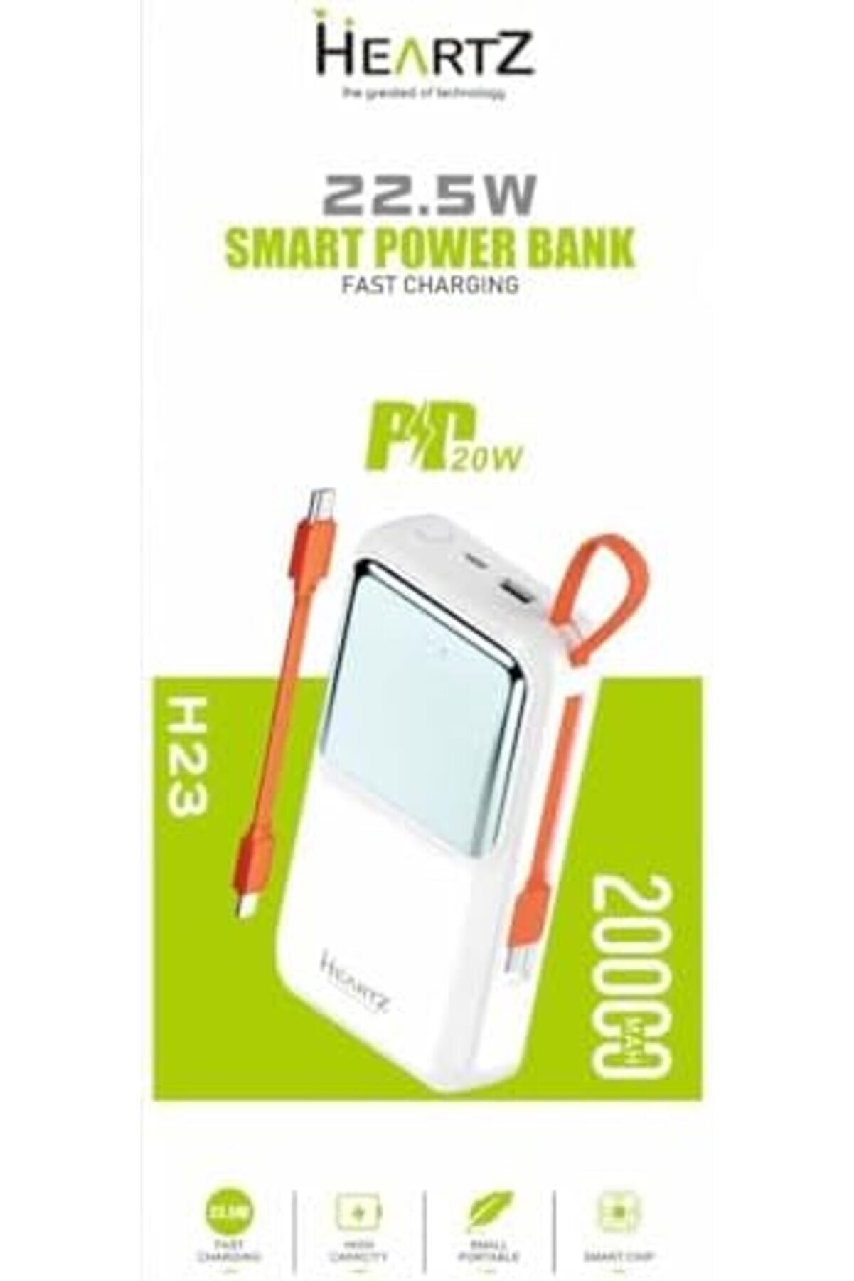 Shpsell H23 20000 Mh Pd 20W Ve Usb 22.5W Hızlı Şarj Dahi̇li̇ Type C Ve Li̇ghtni̇ng Kablolu Dünya Standar