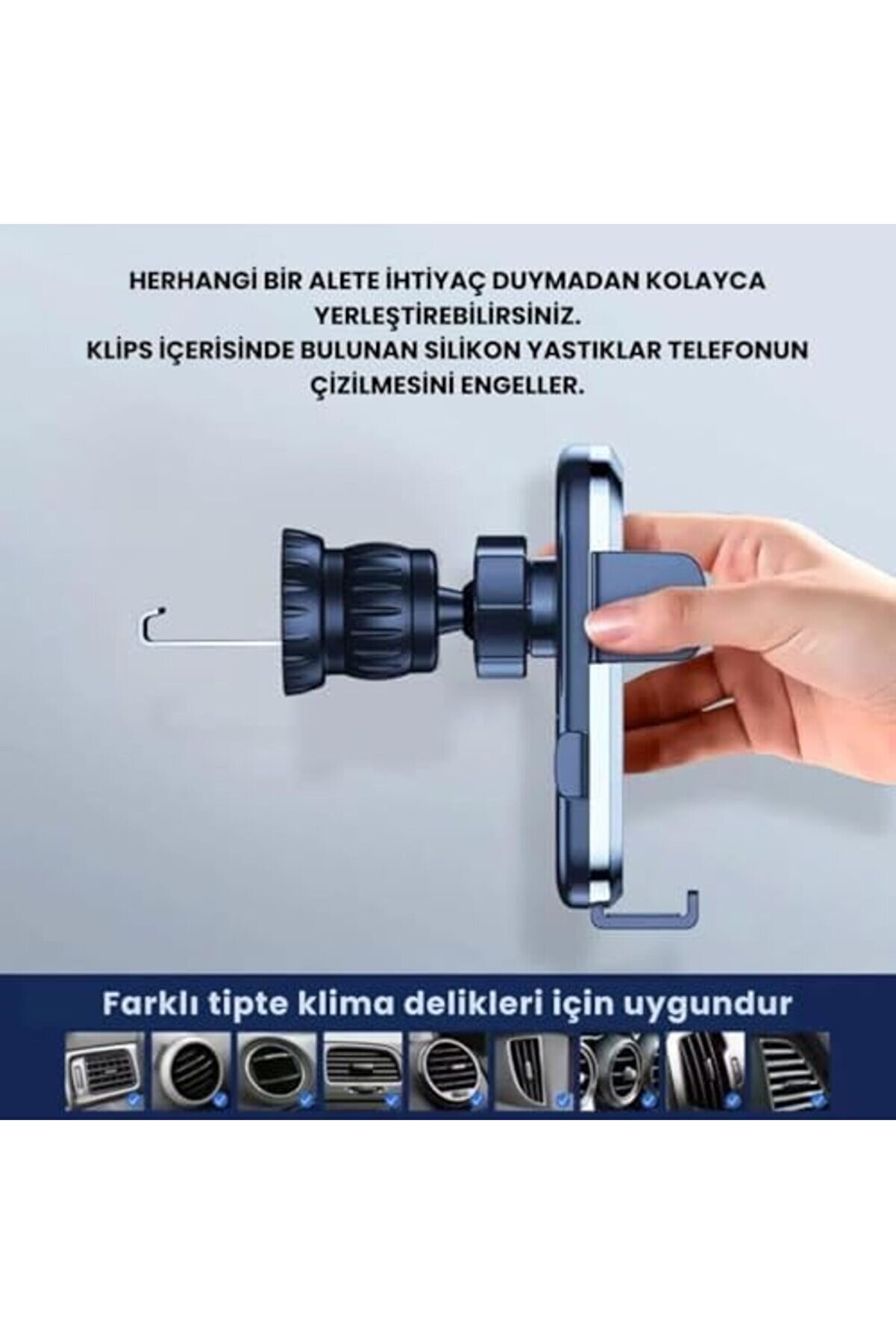 Araç İçi̇ V Ti̇pi̇ Kli̇psli̇ Havalandırma Gi̇ri̇şli̇ Telefon Tutucu, Ki̇li̇t Si̇stemli̇ Ti̇tremez Tutucu 1175713