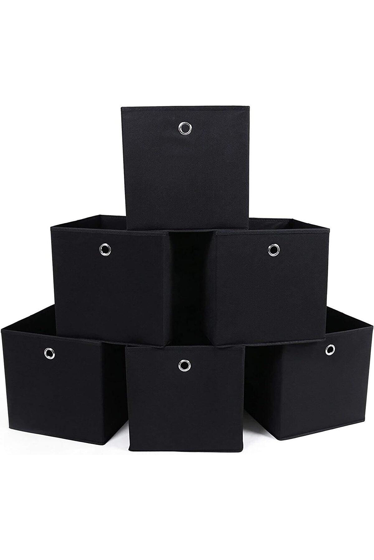 STOREMAX svngsphereshop RFB02H-3 Saklama kutusu, 6 adet, katlanır kutu, parmak delikli, 30 x 30 x 30 cm, siya