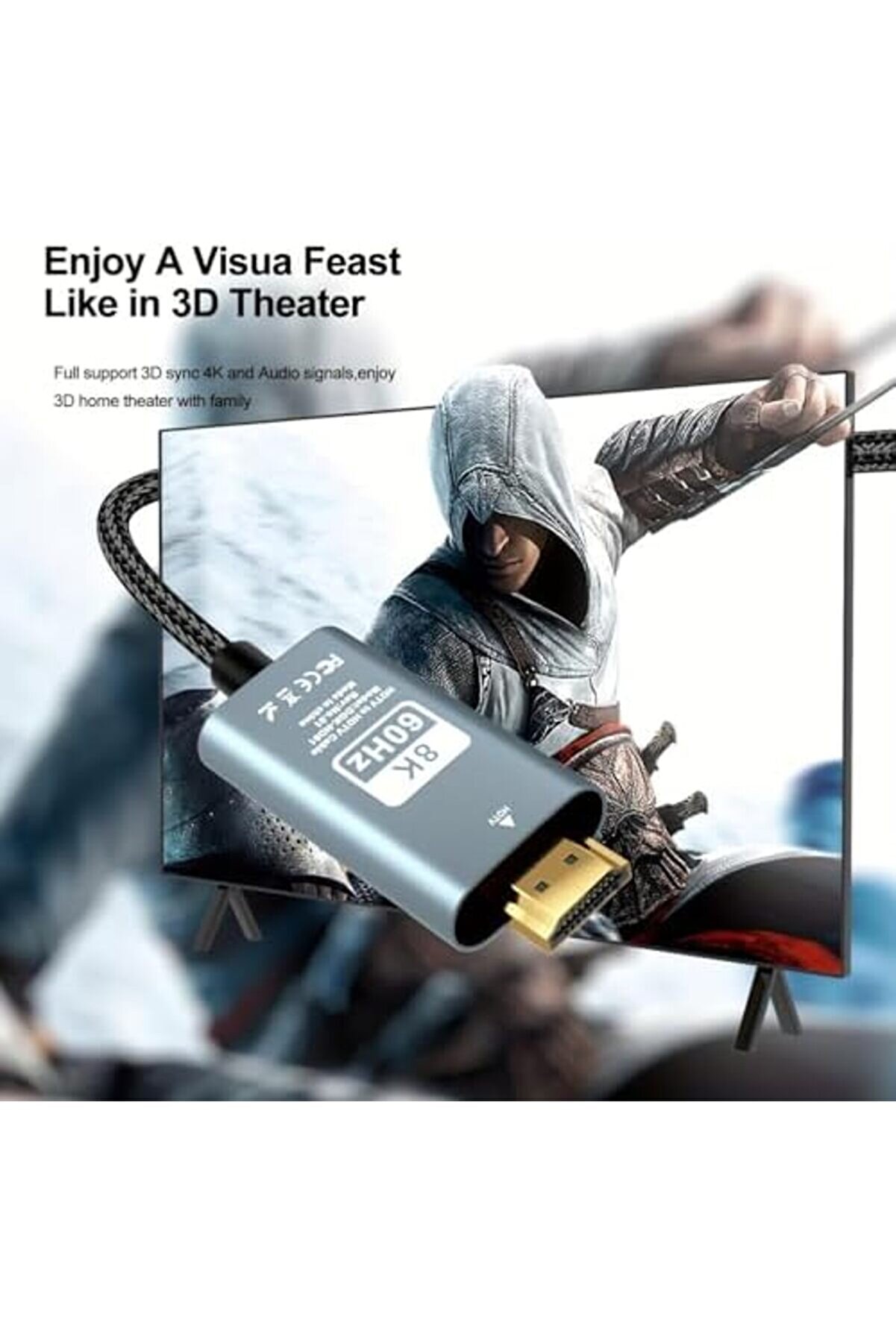 Hdmı To Hdmı Kablo, 8K 60Hz 200Cm Yüksek Hızlı, Hdmı Kablo 2 Metre Kablo Uzunluğu Vrr Tv/Ps5/Ps4/ Xb