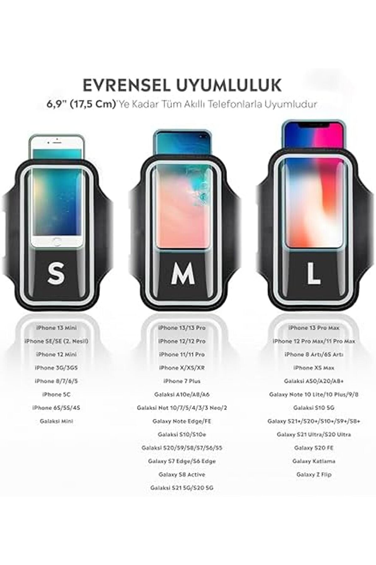 İle Uyumlu 6,9" İn&ccedil; E Kadar Uyumlu Anahtar Koyma B&ouml;lmeli̇ Spor Koşu Y&uuml;r&uuml;y&uuml;ş İ&ccedil;i̇n Kol Bandı Si̇yah 101