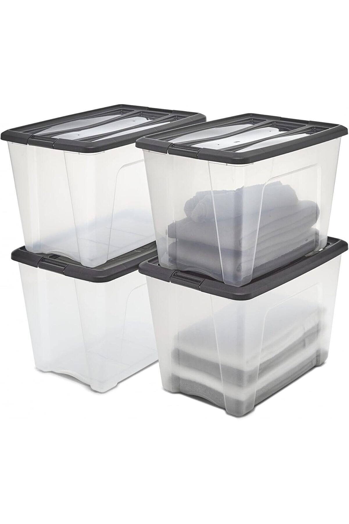 STOREMAX elizzashop Ohyama, Saklama kutuları, saklama kutusu çok fonksiyonlu, 4'lü set plastik kutu 60 L