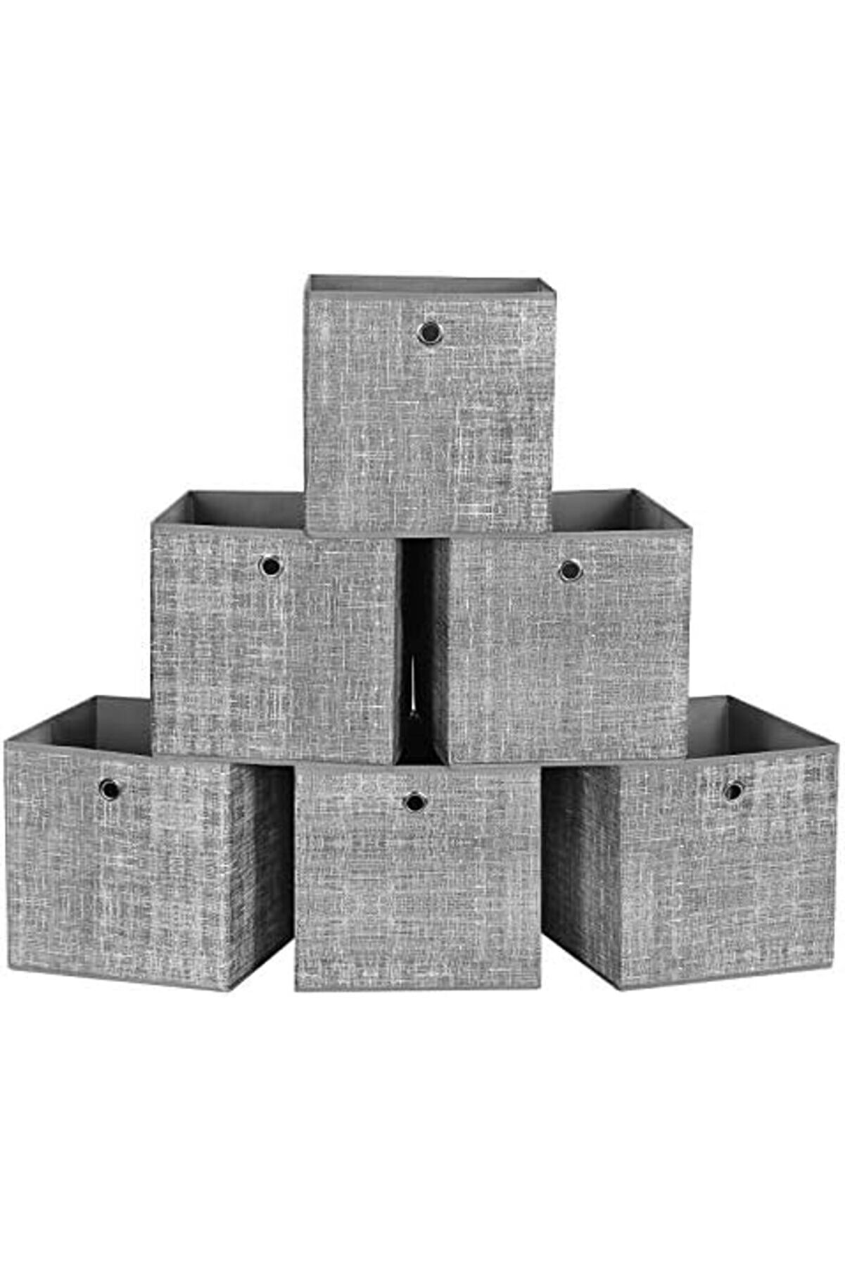 Saklama Kutusu, 6 Lı Set, Dokunmamış Kumaştan Yapılmış Saplı Düzenleme Kutuları, Katlanır Kutu,