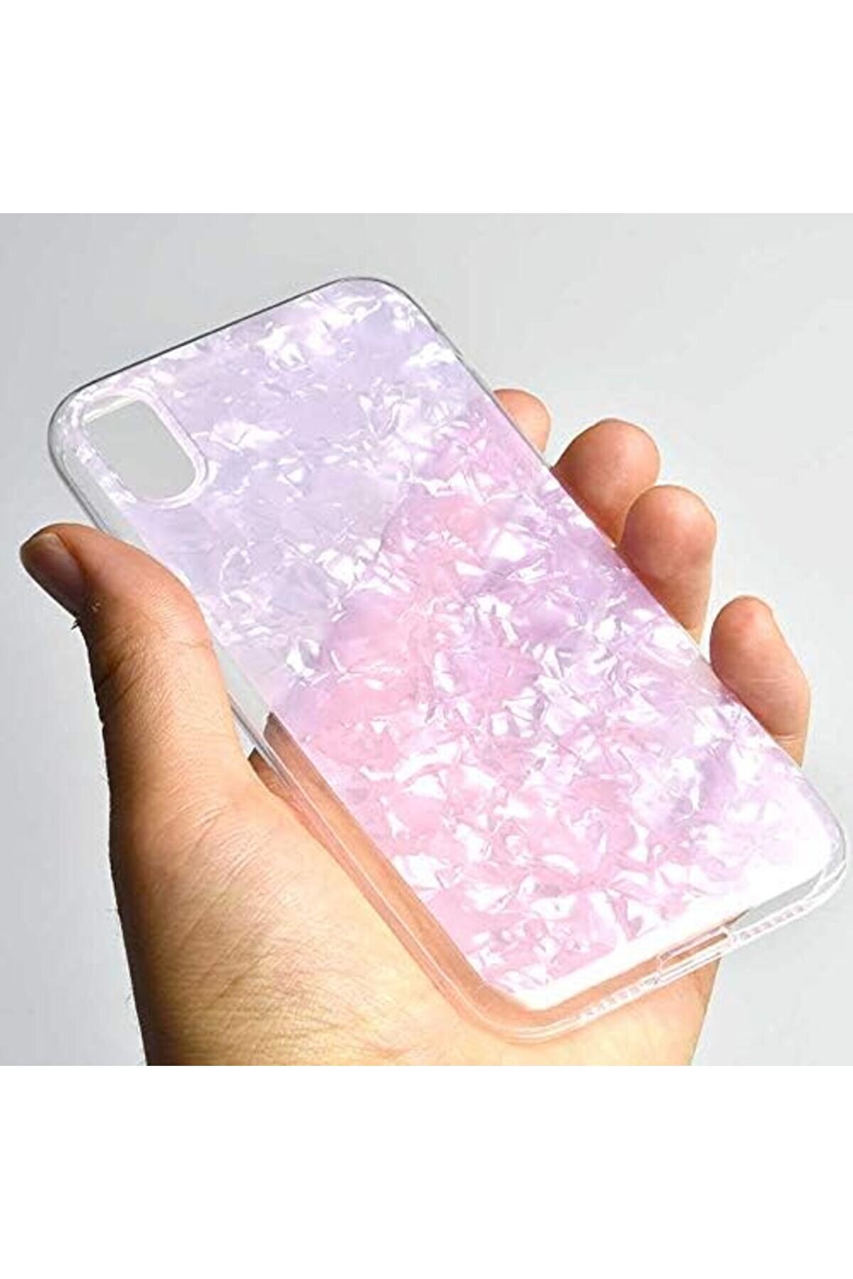 Xs Max Uyumlu Mermer Desenli̇ Parlak Si̇li̇kon L&uuml;x Si̇li̇kon Kılıf (Beyaz, Xs Max) 1014773