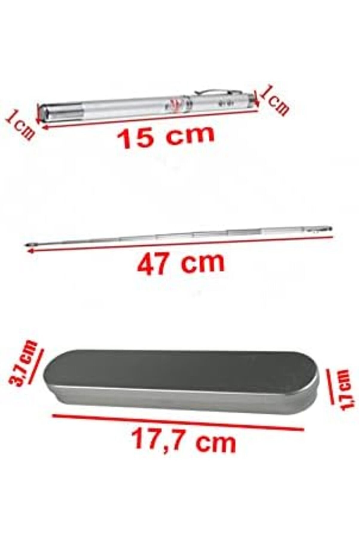 Kutulu Kırmızı, Led Işıklı Poi̇nter İşaretçi̇ Uzayabi̇len Sunum Çubuğu Teleskopi̇k Metal Tüke