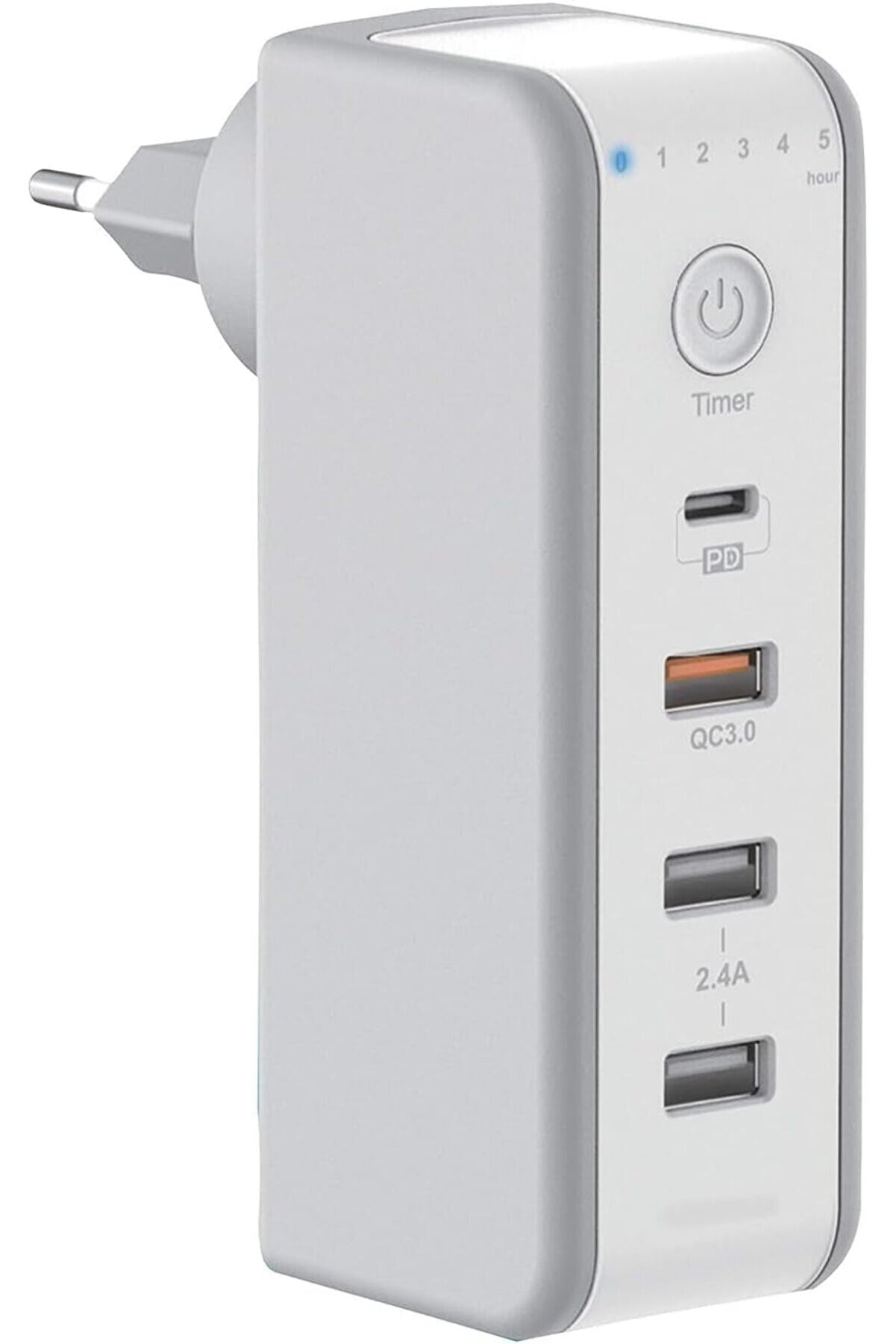 STOREMAX 30 WATT PD18W Zaman Ayarlı USB Çıkışlı Priz 180 Derece Döndürülebilir Fiş QC3.0 2.4A USB Çıkışlı M8J