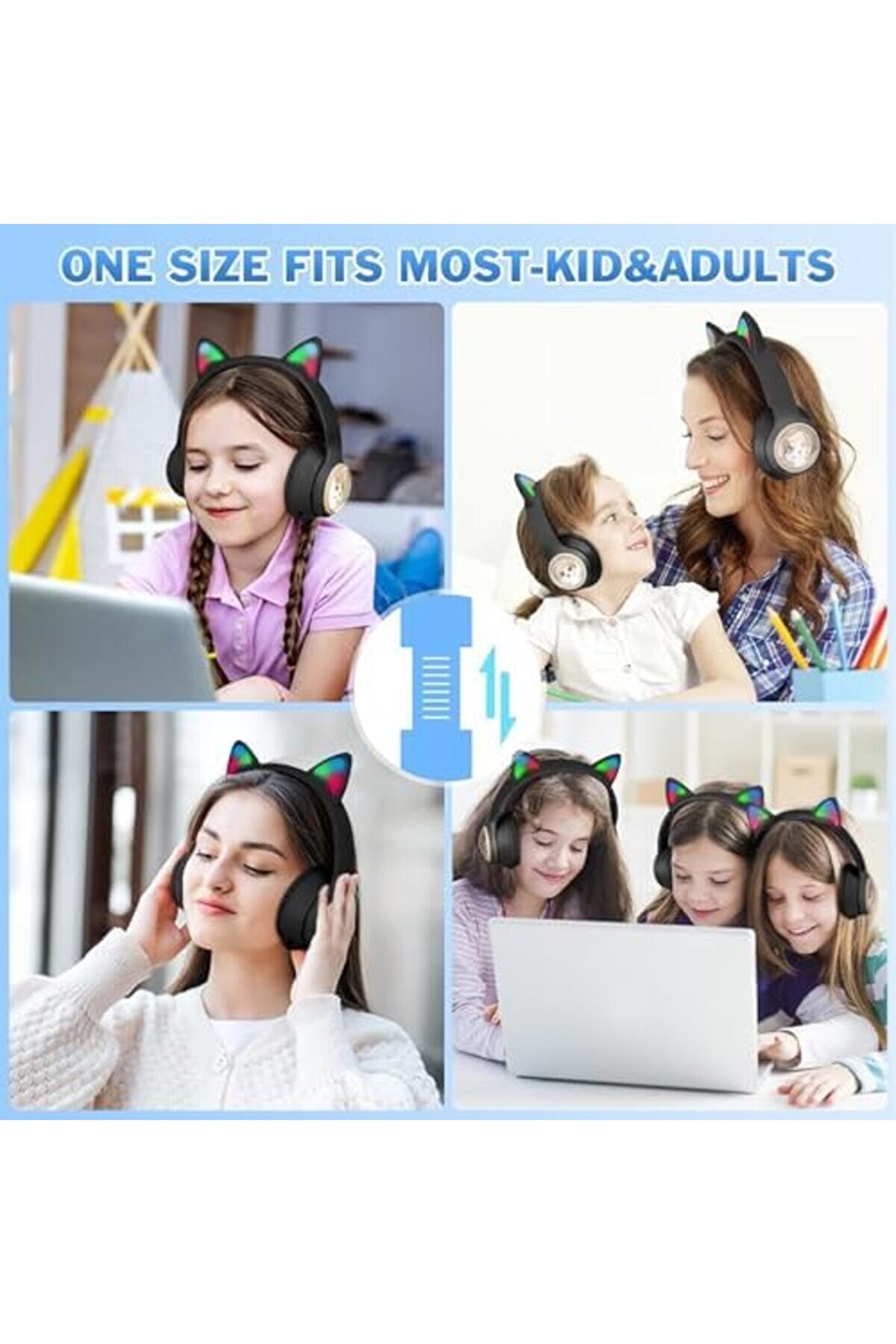 Renkli̇ Büyük A Kali̇te Kulak Üstü Taç Renkli̇ Işıklı Kedi̇ Kulaklı Kedi̇ Kabartmalı 5.3 Versi̇on Ped Balş