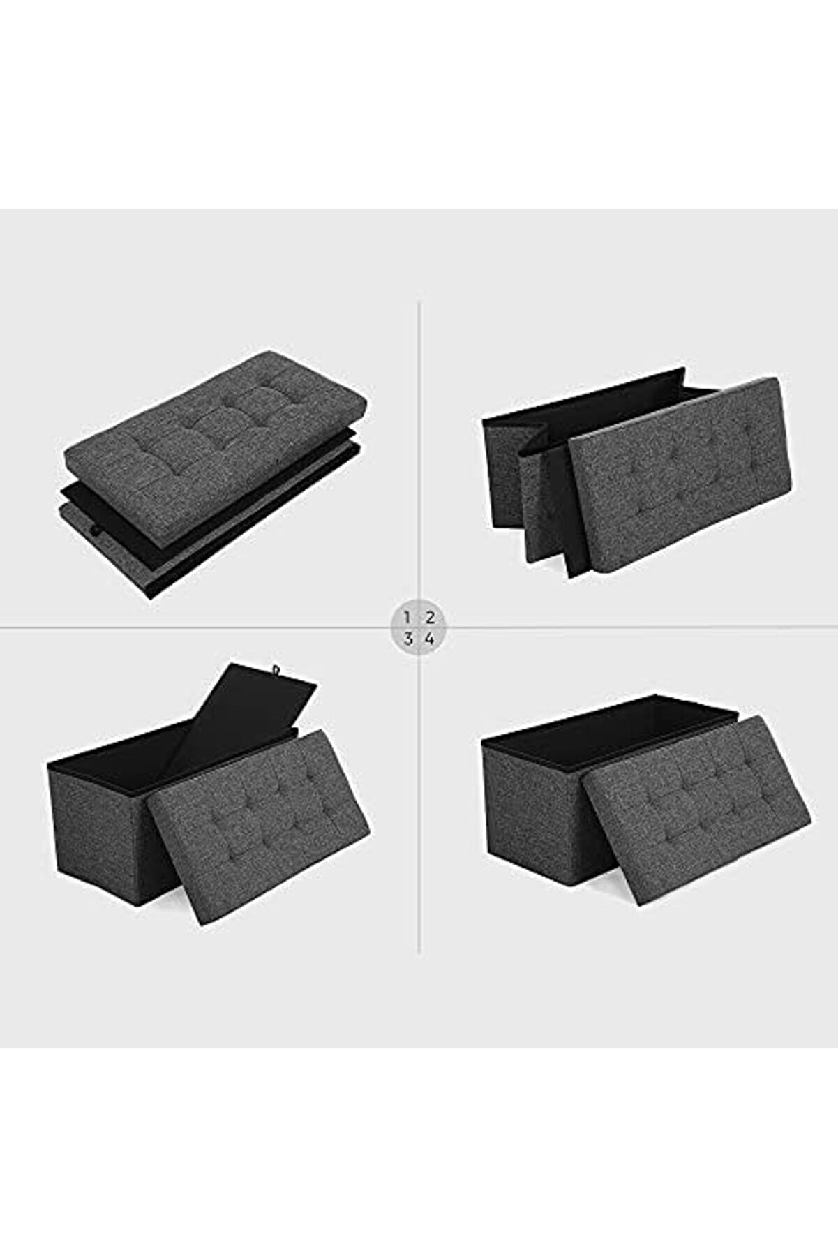 Saklama Alanlı Tabure Oturma Bankı Katlanabi̇li̇r 2 Ki̇şi̇li̇k Yük Kapasi̇tesi̇ 300 Kg Deri̇ Kırmızı 76 X 38