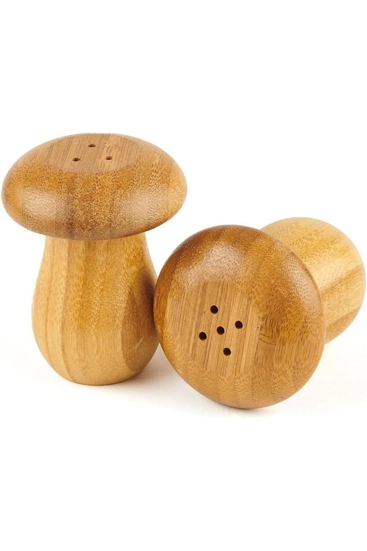STOREMAX Home Doğal Bambu Mantar G&ouml;r&uuml;n&uuml;ml&uuml; 2'li Tuzluk ve Biberlik Seti - 8 cm Akasya ve Bambu Karışımı