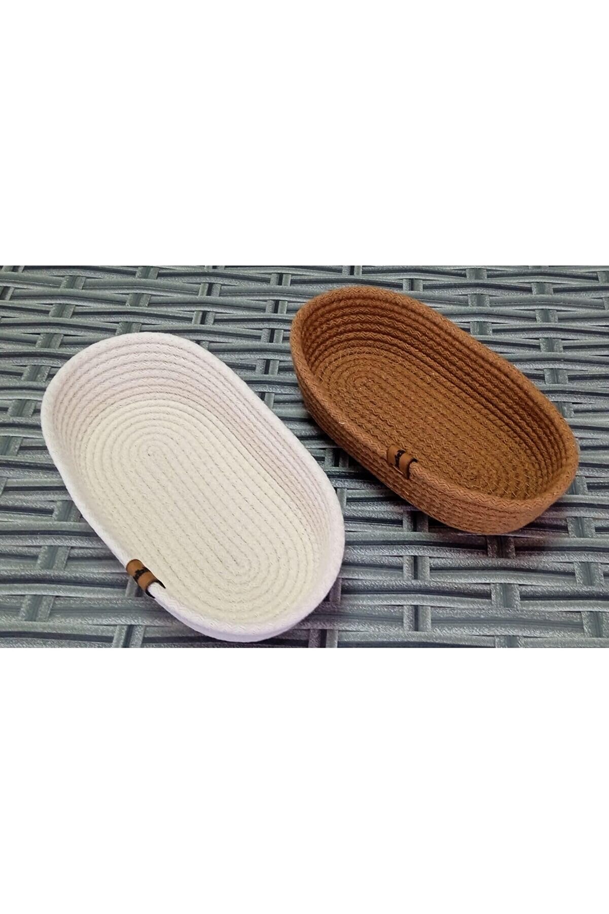 STOREMAX EV OVAL HASIR SEPET KREM&KAHVE JÜT KORDON İP ÖRME DİKİŞ ÇOK AMAÇLI HAVLU DÜZENLEYİCİ ORGANİZER 1014