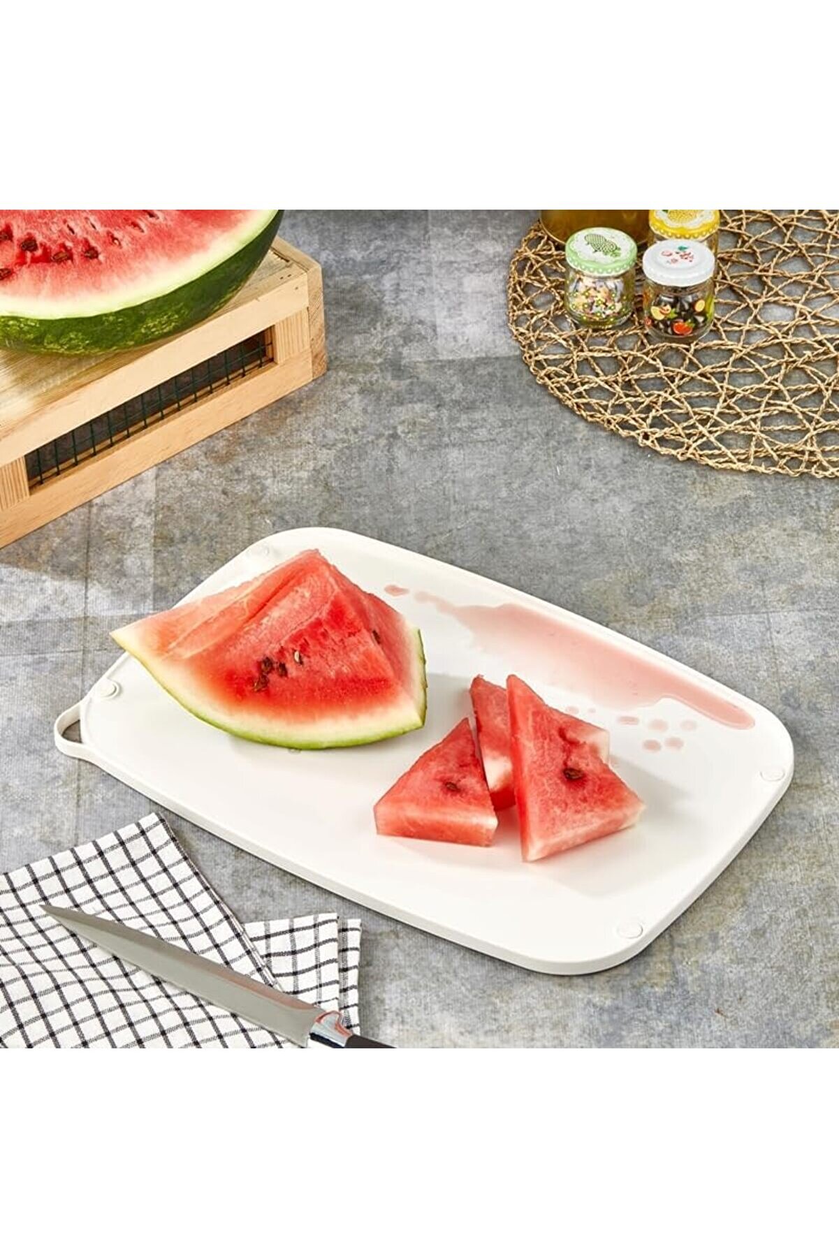 Çi̇ft Taraflı Kaydırmaz Kesi̇m Panosu – Sarımsak Rendeleme Bölmeli̇, Et Ve Balık Sabi̇tleyi̇ci̇