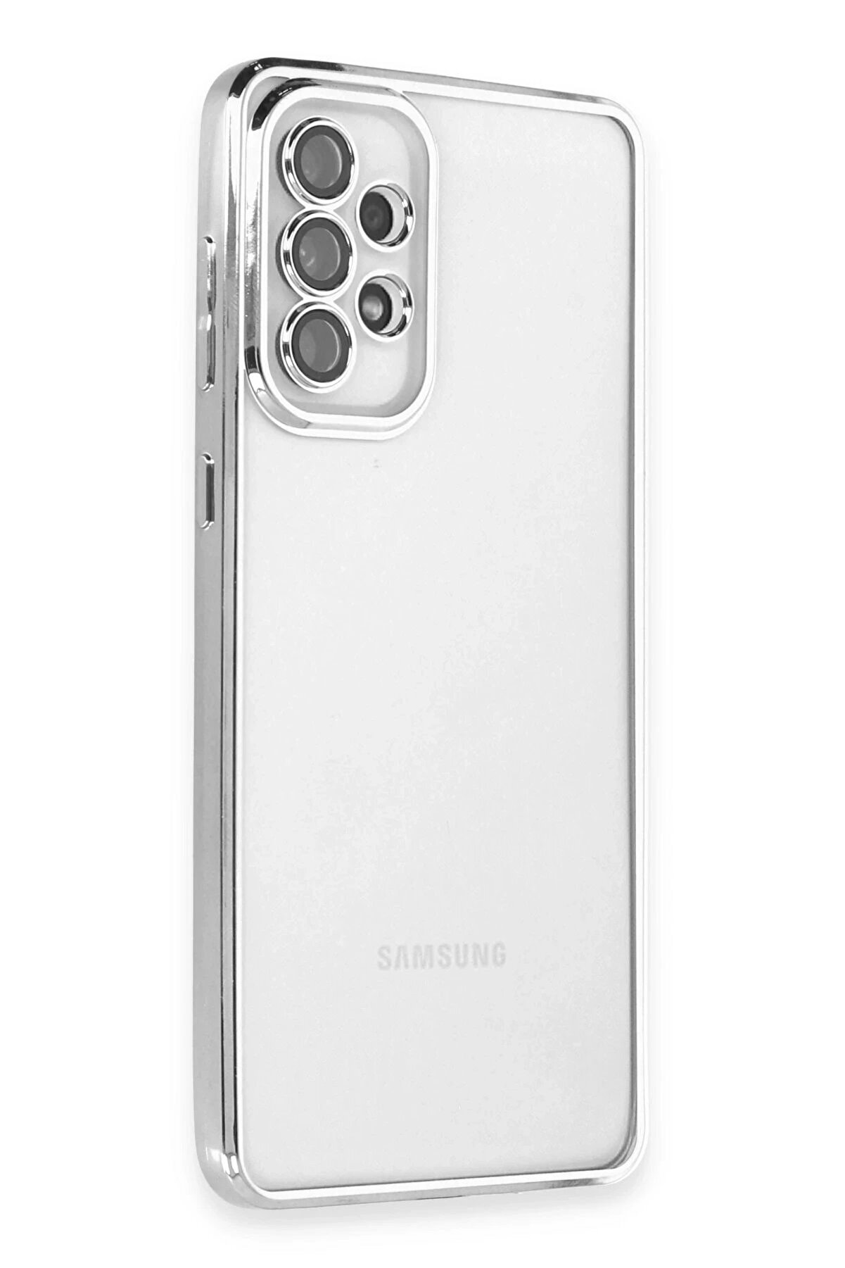 Fırsatkoli̇k Samsung Galaxy A73 5G Kılıf Lensli̇ Si̇li̇kon - G&uuml;m&uuml;ş-(5796)