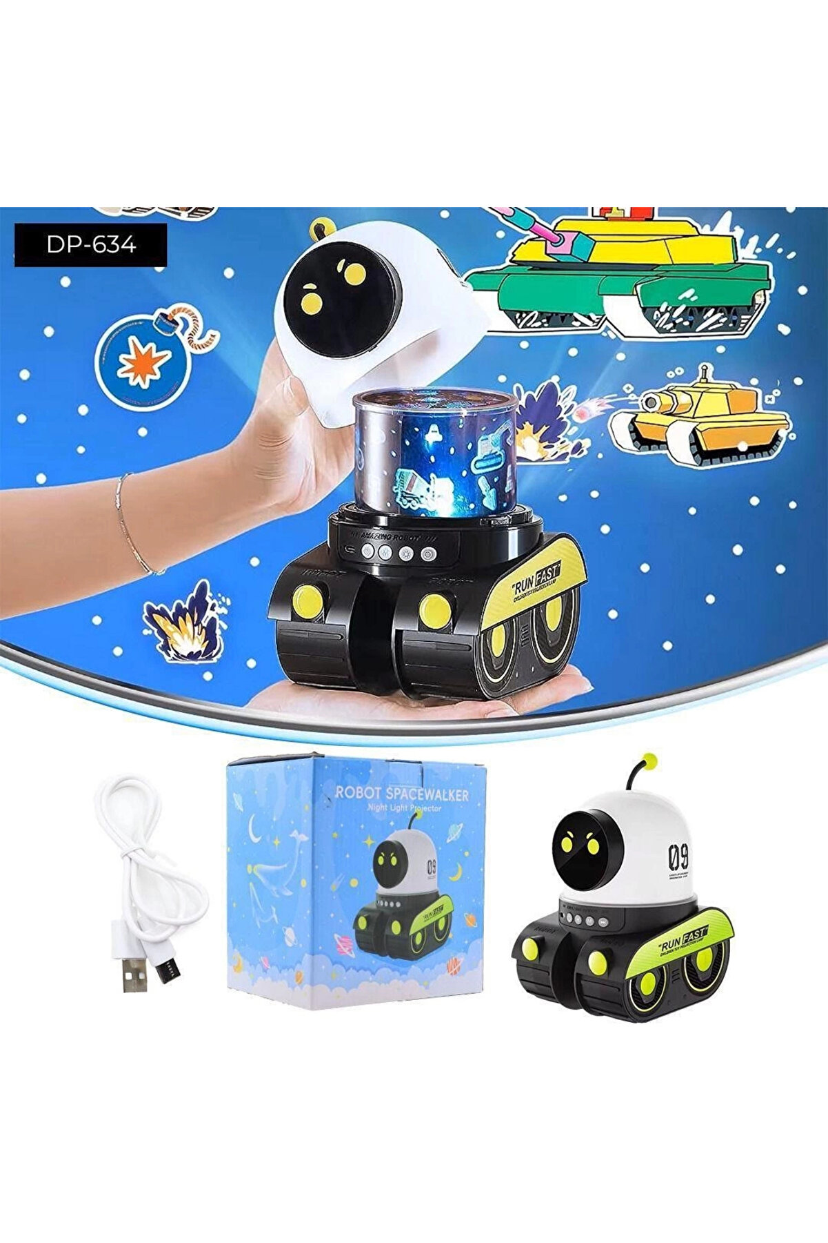 TRENDMEN Dempower Robot Şeklinde Projektör Lamba