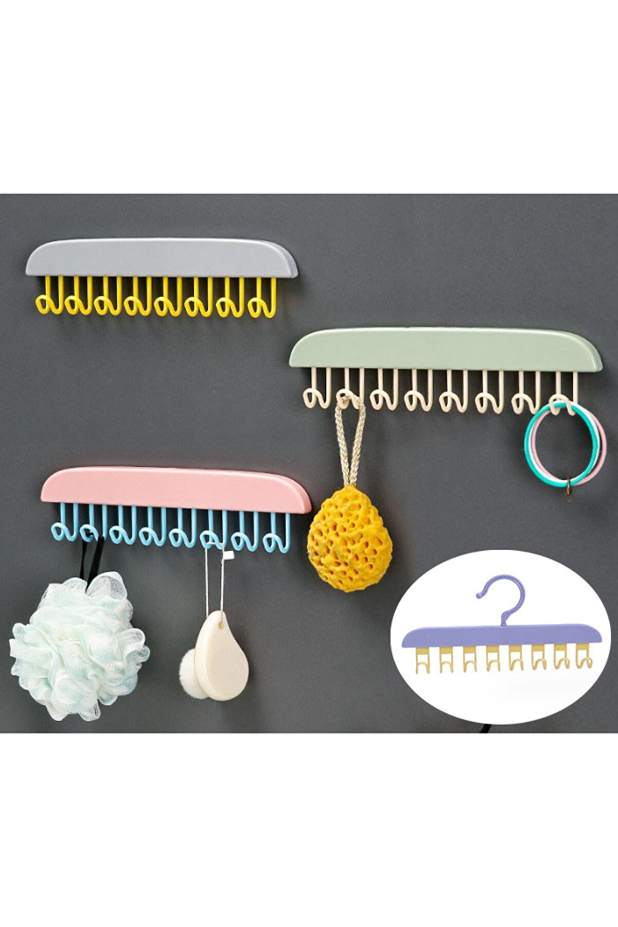 Toptan Bulurum 8 Kancalı Çok Amaçlı Yapışkanlı Askı