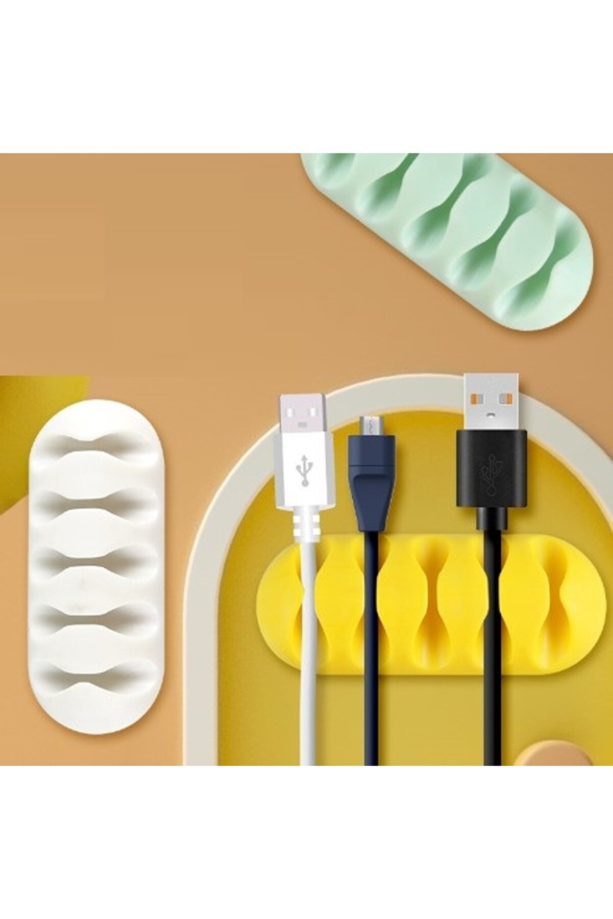 Kablo Tutucu 5 Kanallı 3Lü Si̇yah