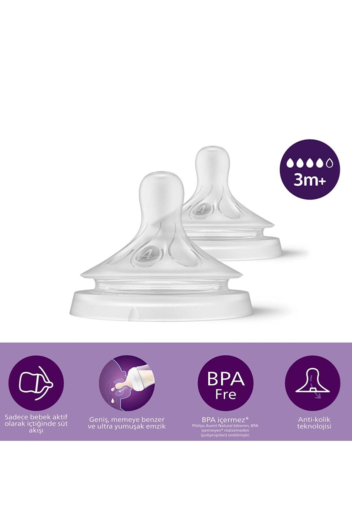 Toptan Bulurum Doğal Tepkili Natural Response 2'Li Biberon Emziği No4 3+ Ay