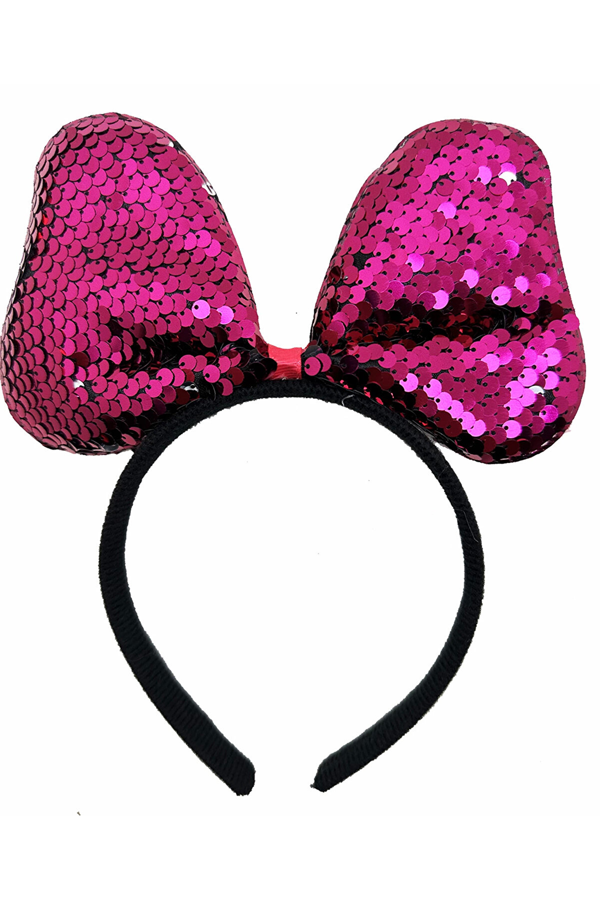 Easy Tedarik Renk Değiştiren Pullu Payetli Fiyonk Parti Tacı Fuşya Gümüş Renk 20x16 Cm