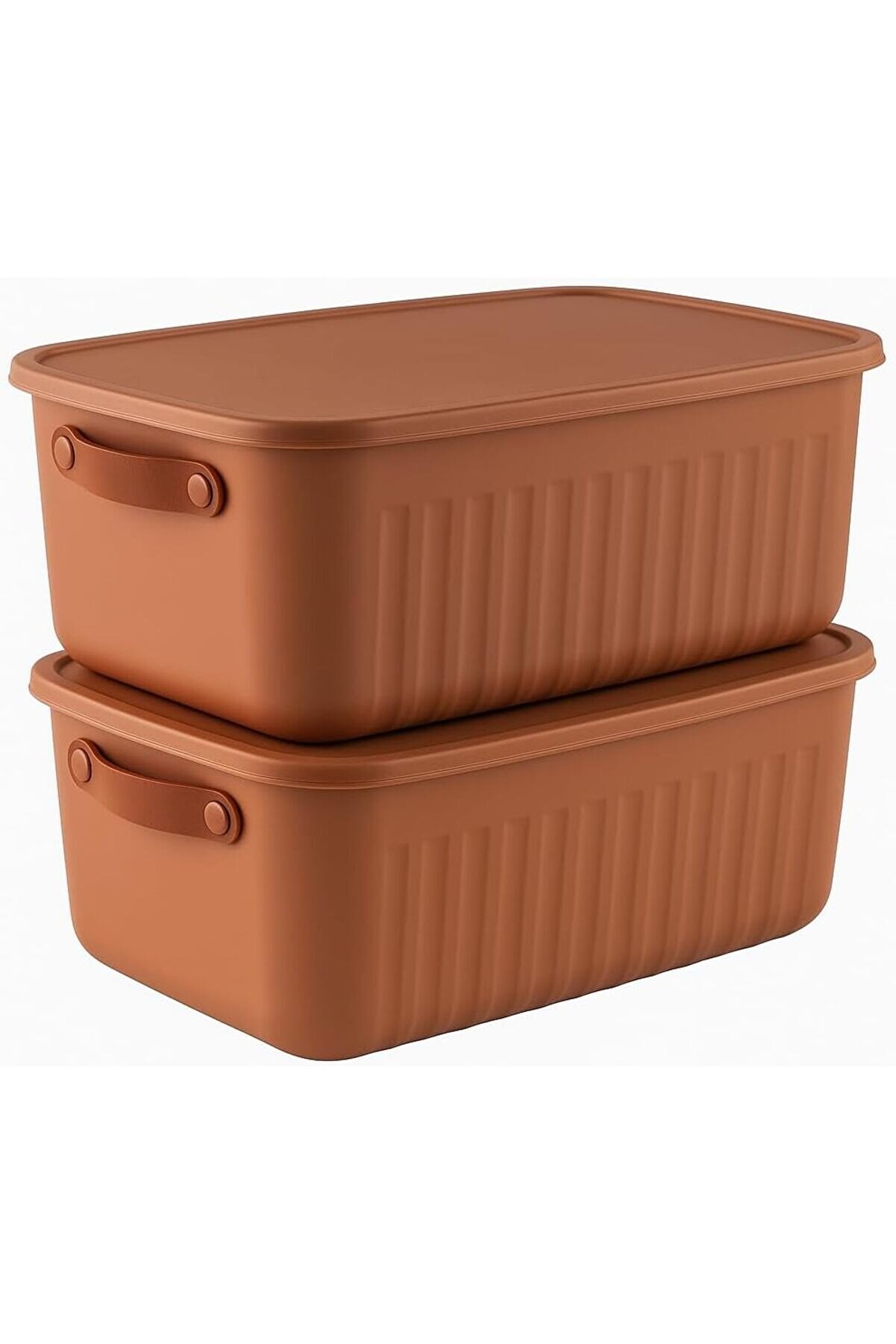 STOREMAX Kapaklı Saklama Kutusu Seti 10 Litre– Turuncu-Taşınabilir Kulplu, Dolap İçi Düzenleyici, Çok Amaçlı