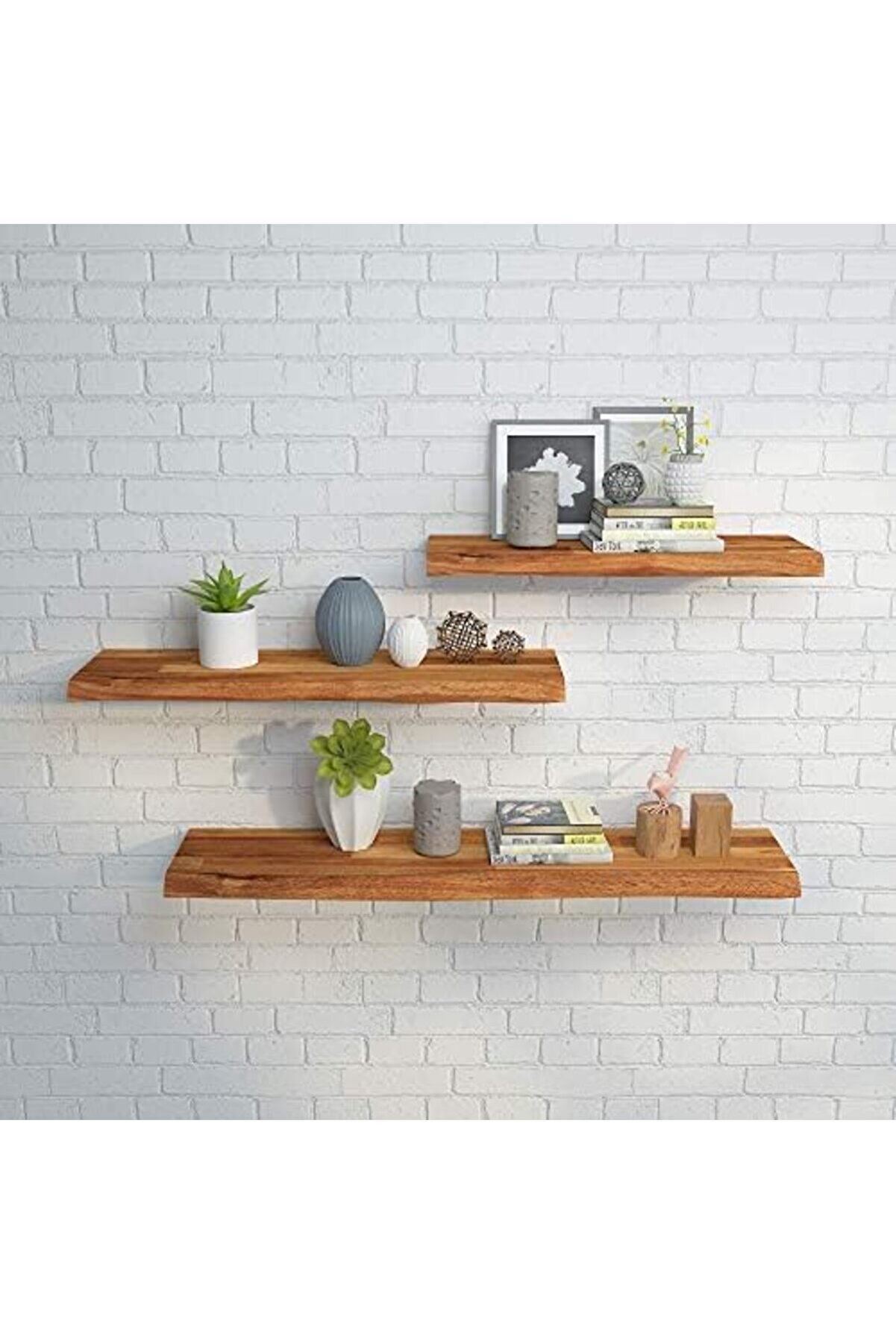 Svngsphereshop Real Wood Yüzer Raf,Duvara Monte,Afloat Raf Fsc Canlı Kenarlı Kama,Akasya Ahşap Asma