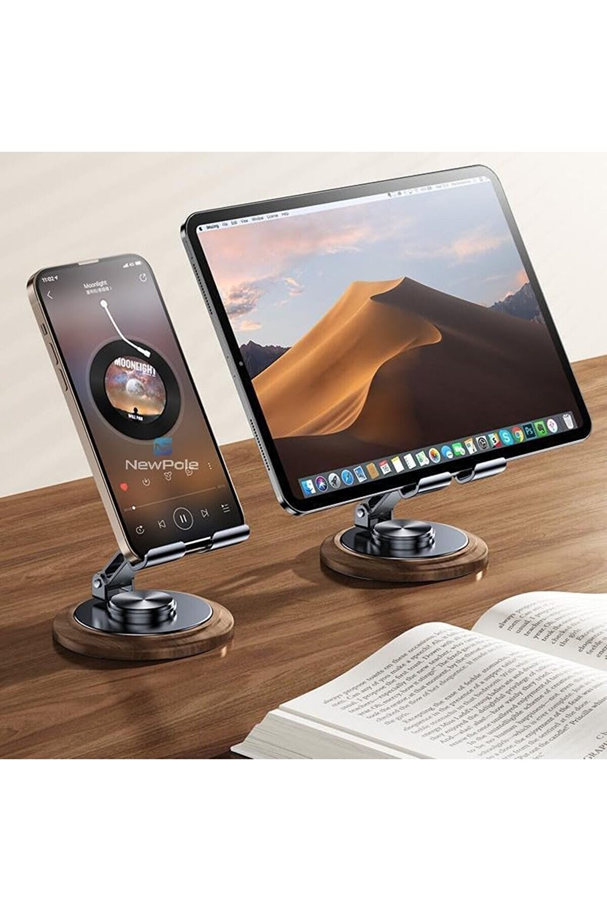 Telefon Tutucu 360 Dönebi̇len Ahşap Desenli̇ Şık Tasarım Masa Üstü Telefon Telefon Tutucu 16 15 14 13