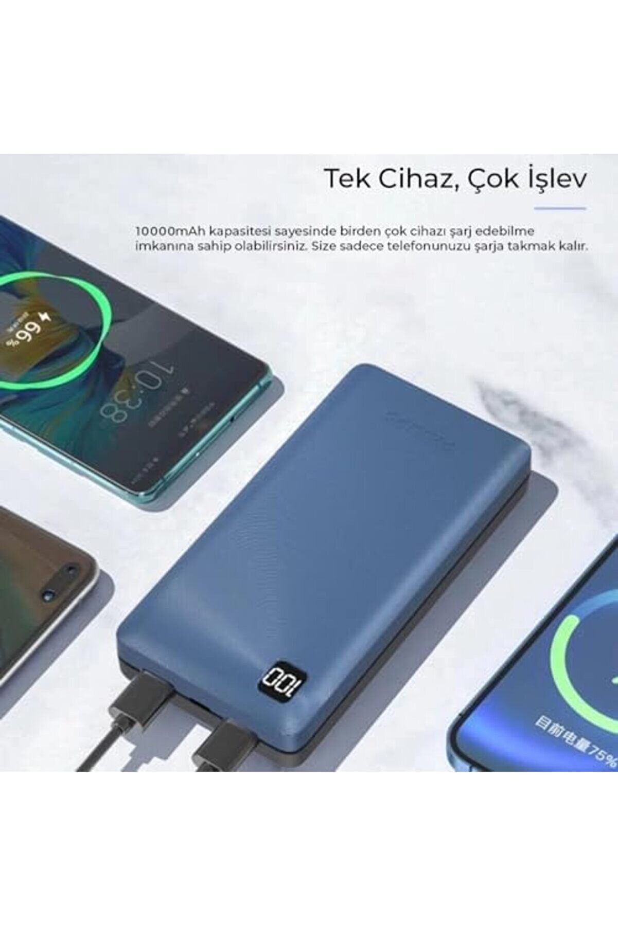 10000 Mah 22.5W Usb Ve Type-C Pd Üç Çıkışlı Led Göstergeli̇ Powerbank 1014773