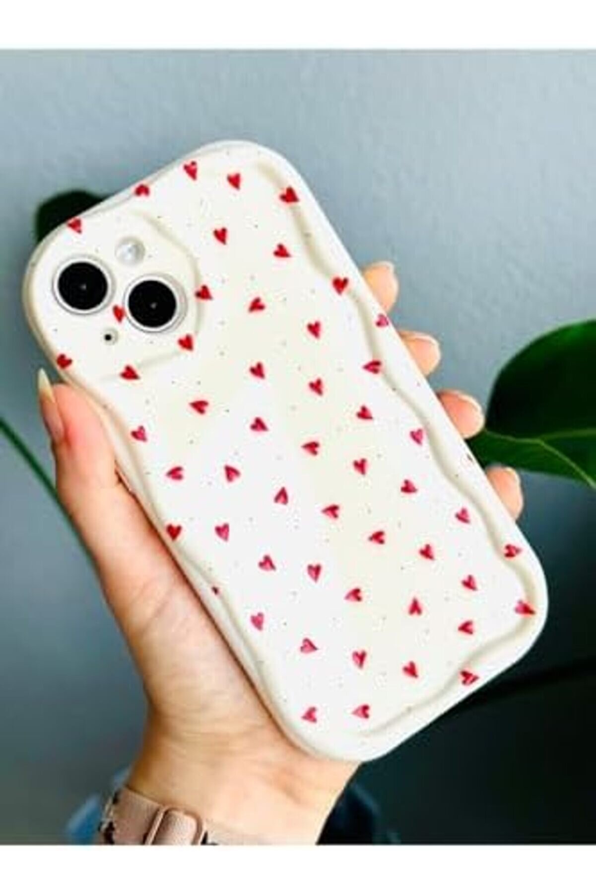 Aksesuar 14 Ve 15 İle Uyumlu Kırmızı Kalpler Baskı Desenli̇ Si̇li̇kon Kılıf 1014773