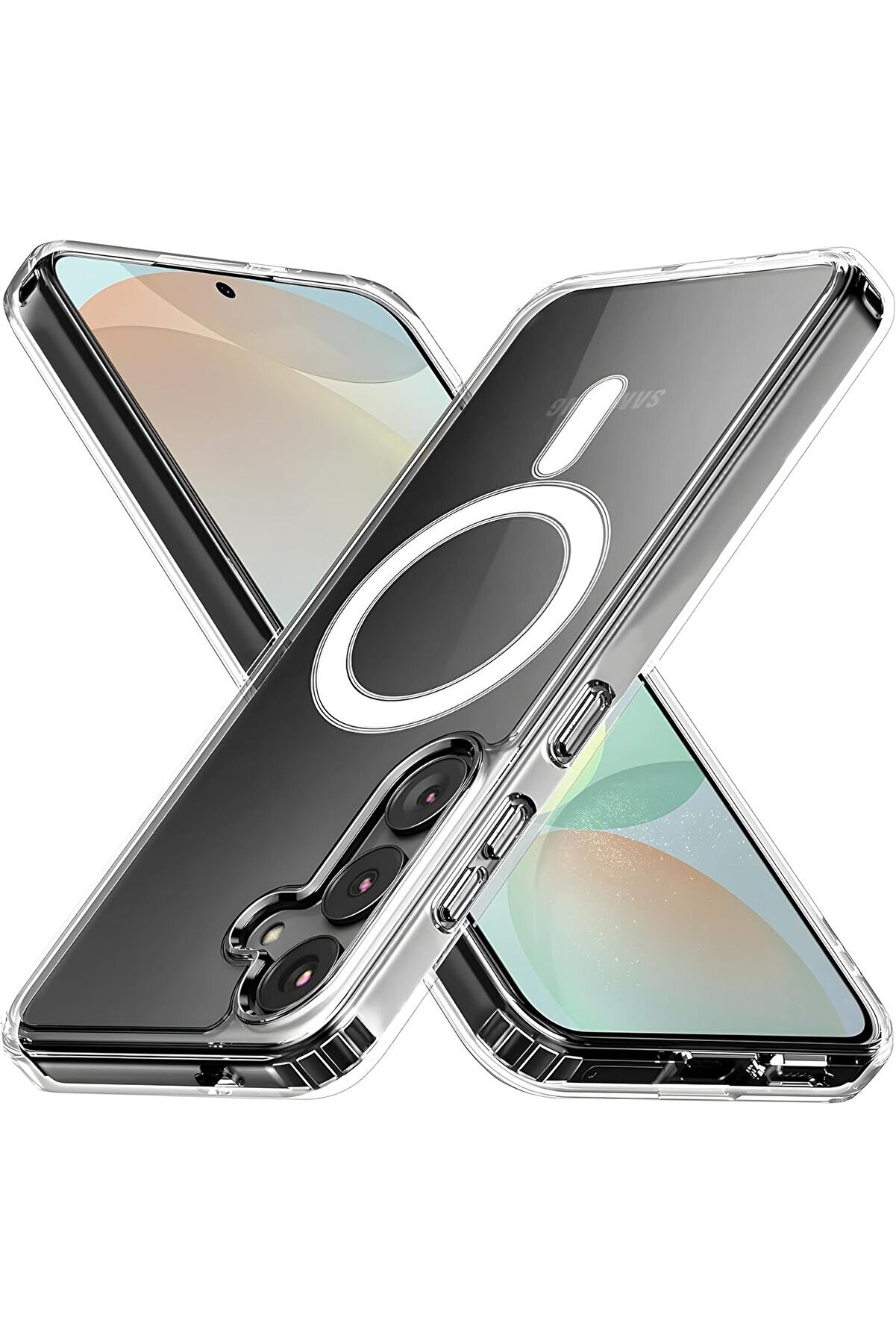 STOREMAX S24 FE için Şeffaf Kılıf Aksesuarları ile Uyumlu Arkası Sert PC Köşeleri TPU Darbe Emici Silikon Sar