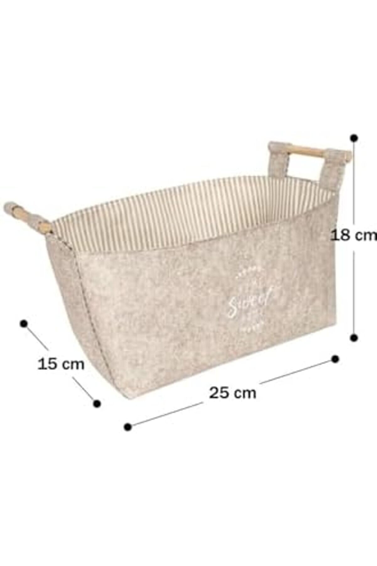 Mrtshoppng Keçe Tahta Saplı Düzeleyi̇ci̇ Sepet - Çok Amaçlı Saklama Organi̇zer Kutu Maxi̇ 25X18X15Cm - M