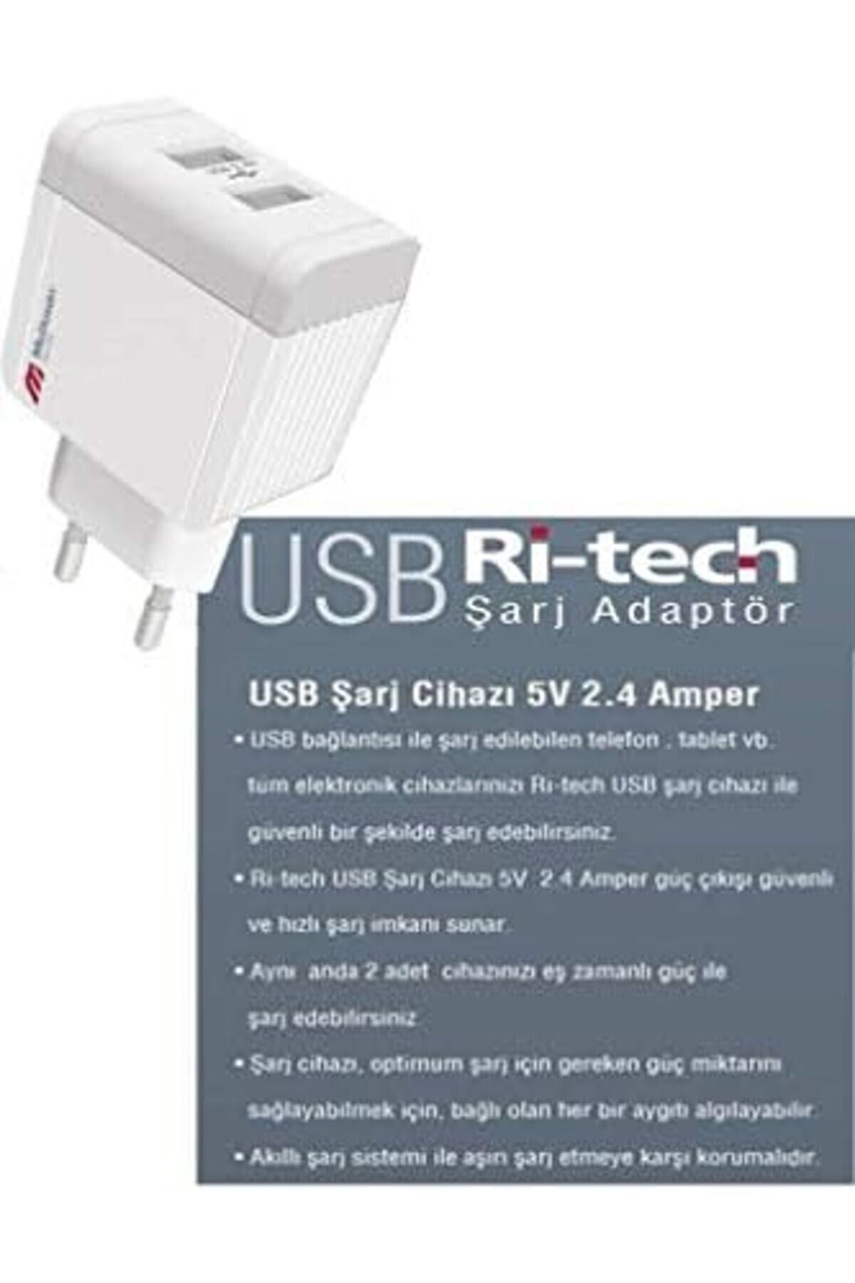 2,4A 5V 2 Usb Li̇ Hızlı Şarj Edebi̇len Şarj 1014773