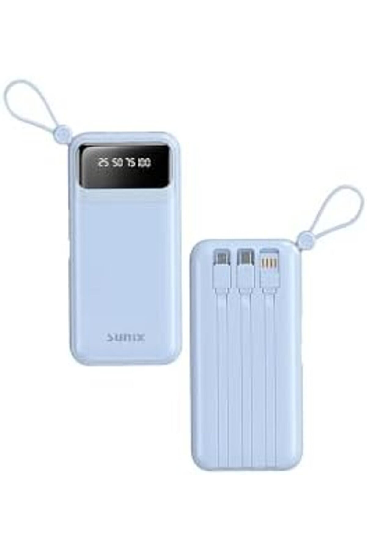 10.000 Mah Göstergeli̇ Kendi̇nden Kablolu Powerbank Mavi̇ Pb