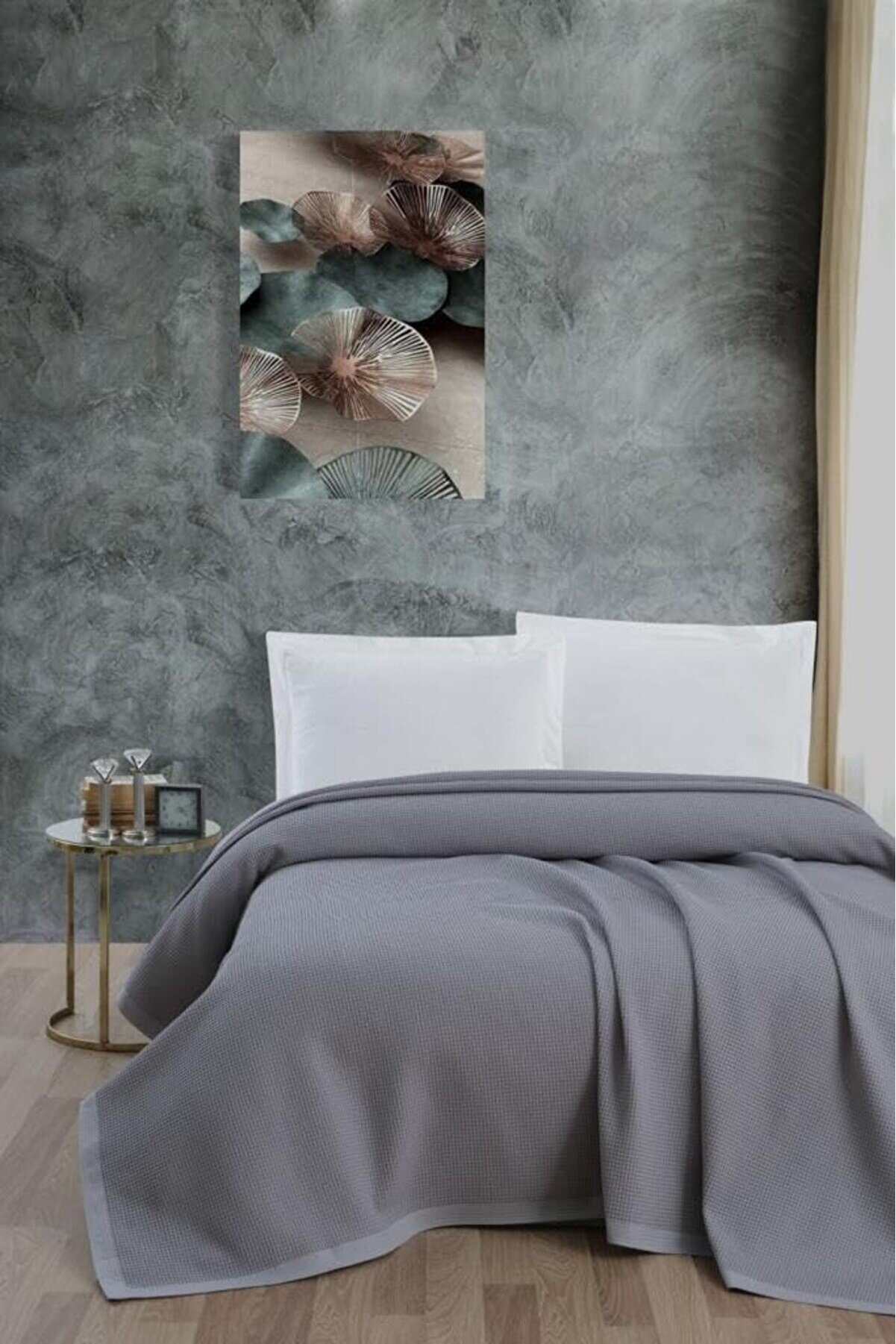 STOREMAX Klimalı Pike,%100 Pamuk Petekli Pike, Dörtmevsim Pike Çift Kişilik 220x240-Gri 1014773