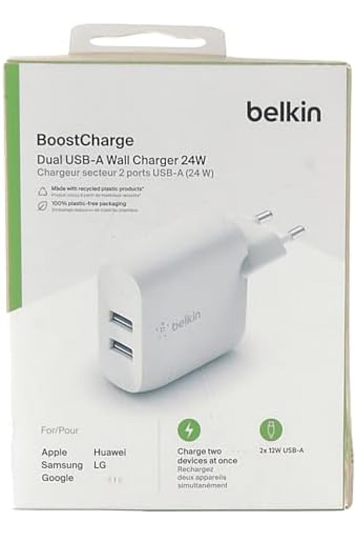 Boost Charge Usb-A Şarj Ci̇hazı, İki̇ Bağlantılı, 24 W 15/15, 15 Pro, 15 Pro Max Ve Eski̇ Modeller, S20