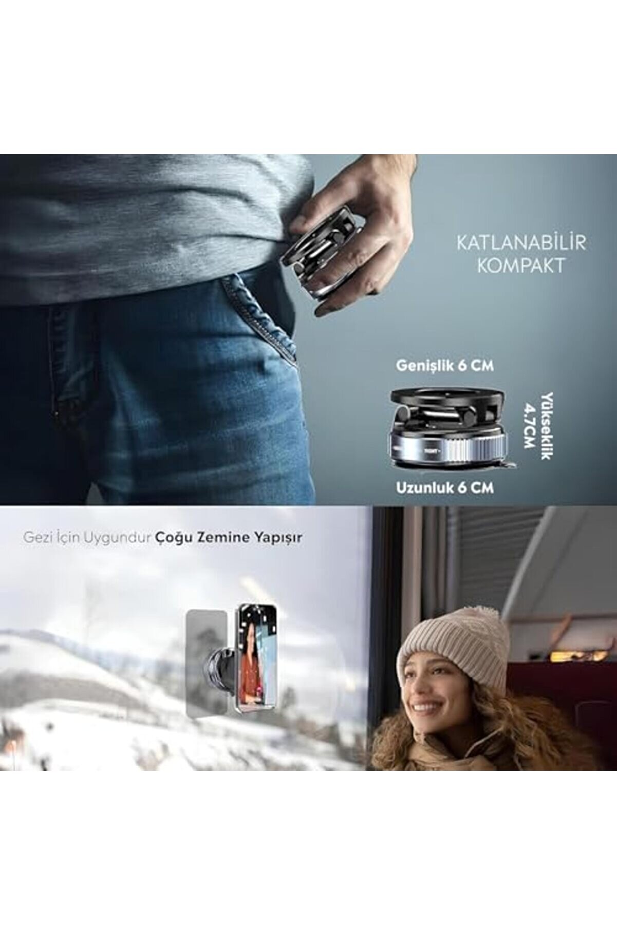 Vakumlu Araç Içi̇ Telefon Tutucu Manyeti̇k 360° Dönen Taşınabi̇li̇r Çok Amaçlı Araba Tutacağı 1014773