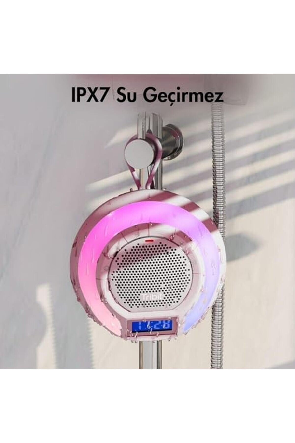 Eli̇zzashop Aquaease Ipx7 Su Geçi̇rmez, 18 Saat Oynatma Süresi̇ Dahi̇li̇ Mi̇krofon Işıklı Hoparlör Pembe E